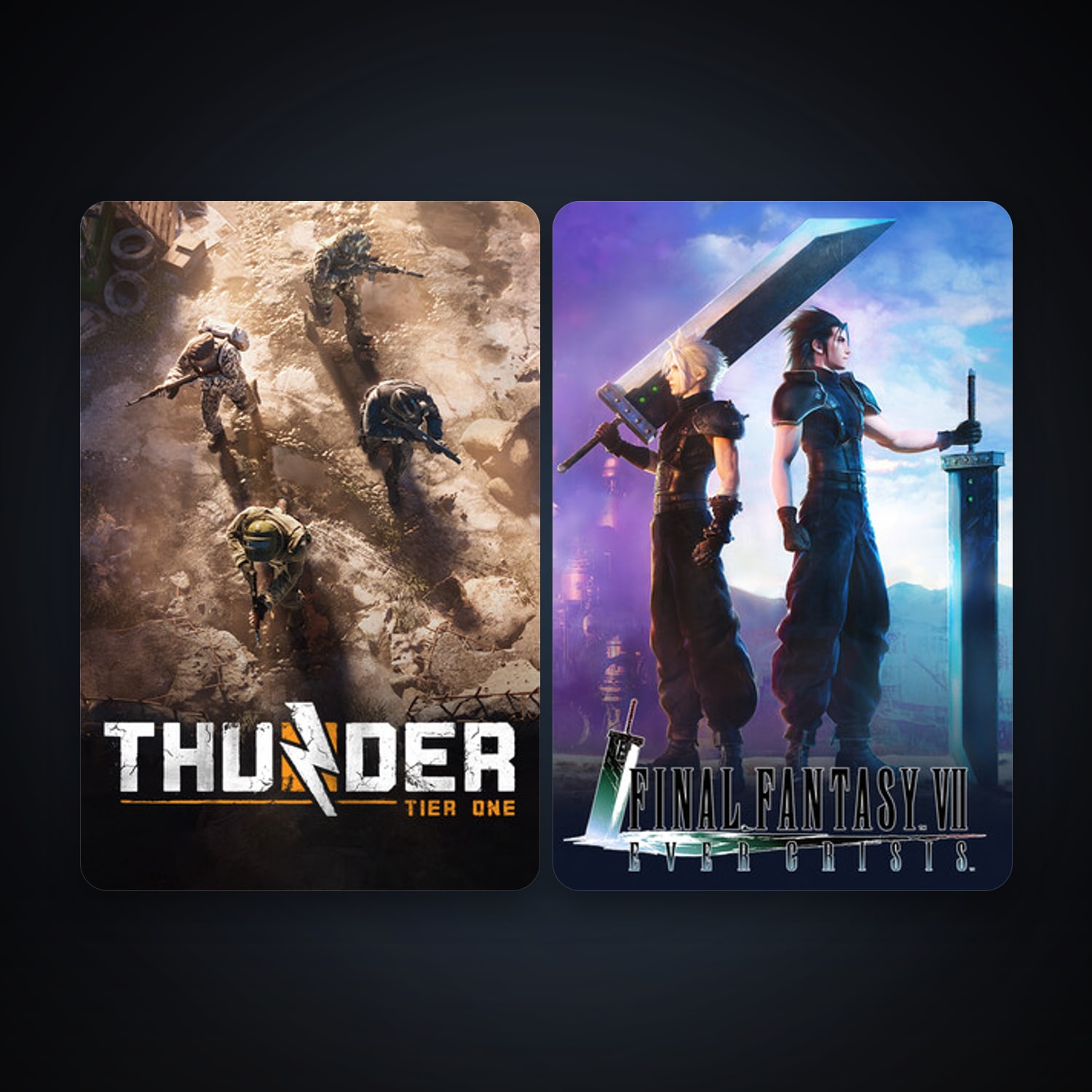 Thunder Tier One + FINAL FANTASY VII EVER CRISIS, 3 games, clean — HabibiAccounts