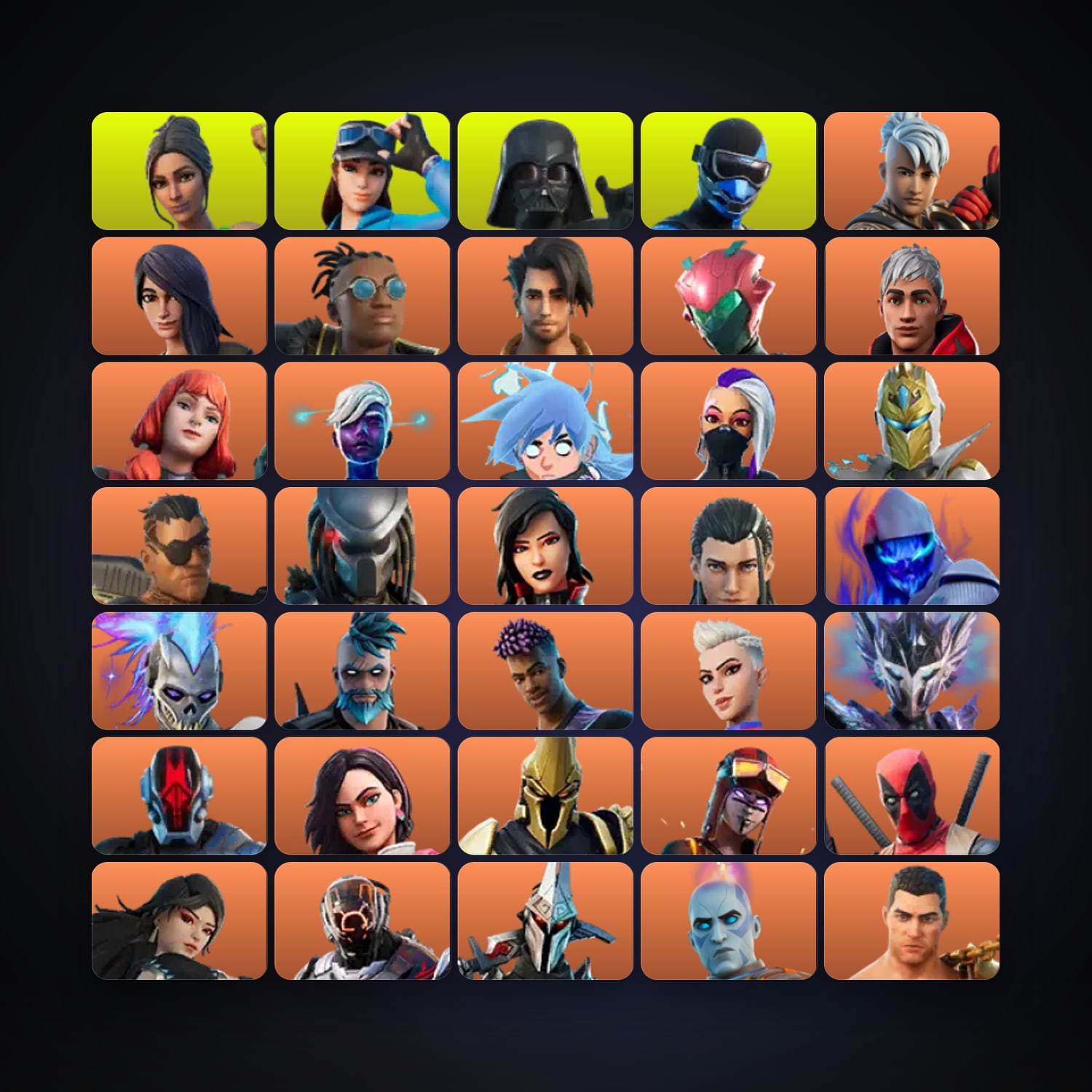 هالحساب فورتنايت، اللوكر مليان 261 سكن، 850 فيبوكس، لفل 3994، 1.3K فوز — HabibiAccounts