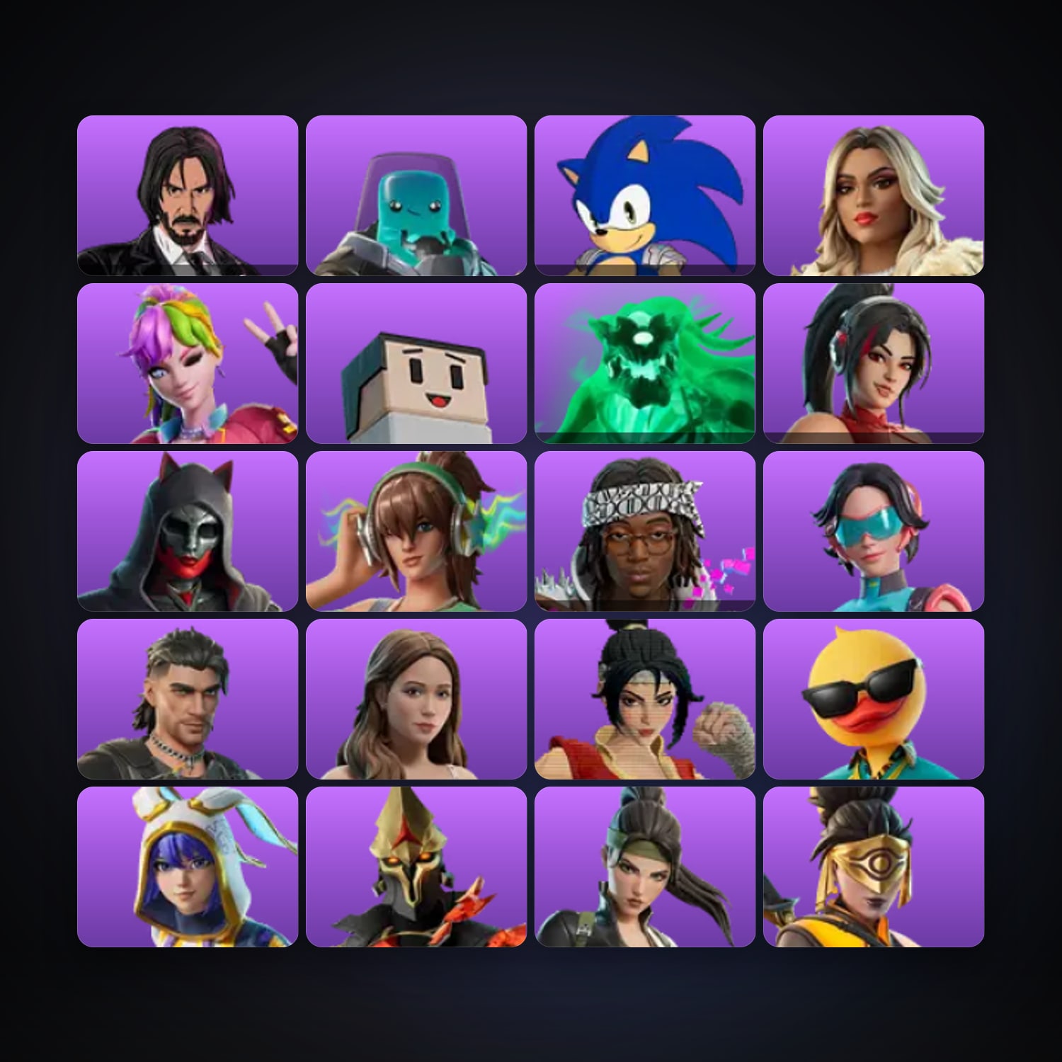 Fortnite locker — 23 skins — 2.6K V-Bucks — lvl 306 — HabibiAccounts