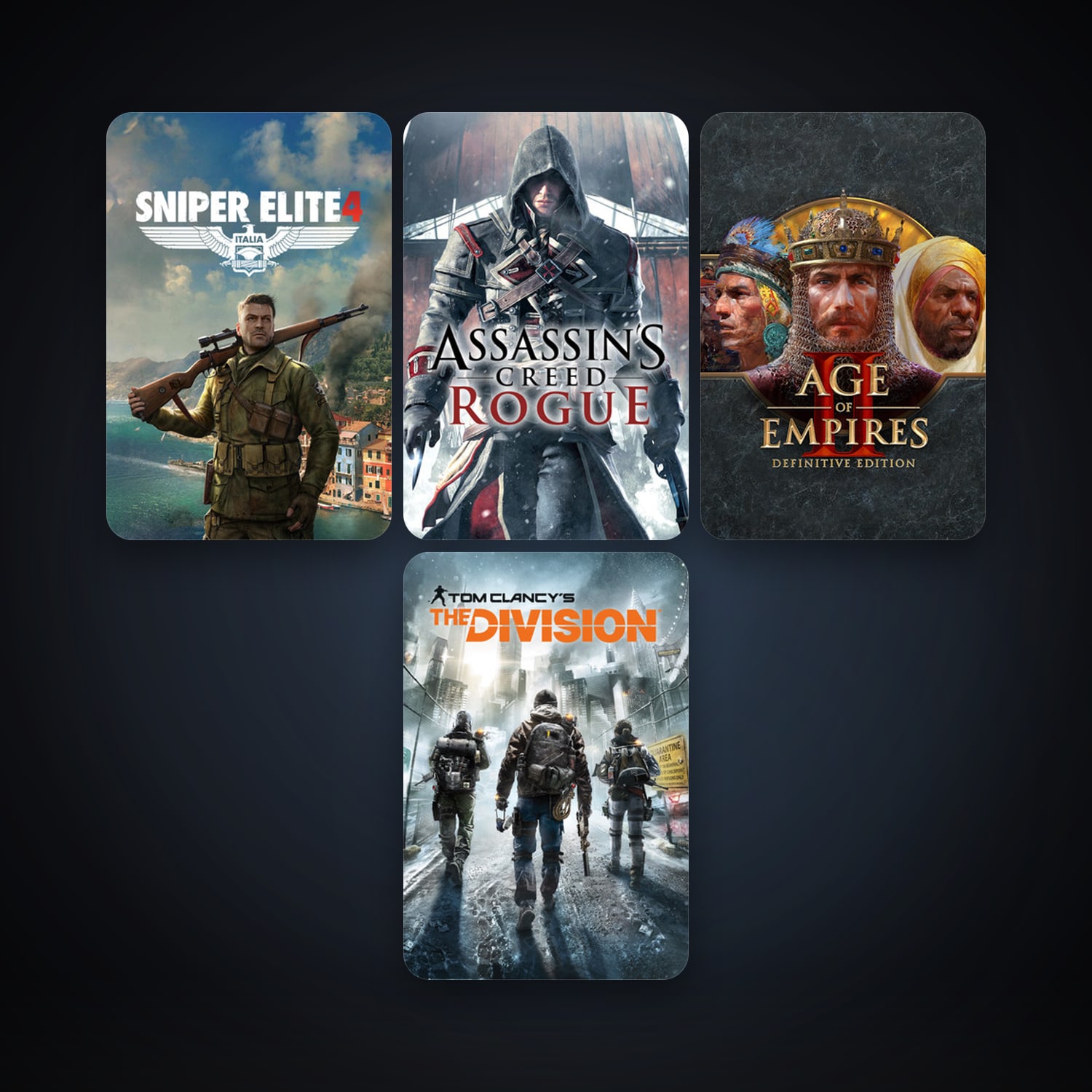Assassin’s Creed Rogue + Sniper Elite 4, 5 games, clean — HabibiAccounts