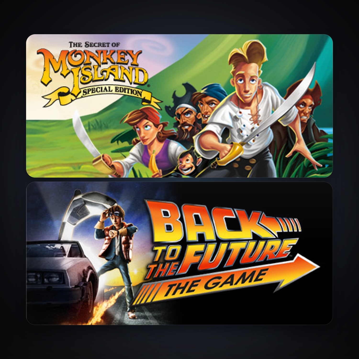 Back to the Future: Ep 1 - It's About Time + The Secret of Monkey Island: Special Edition, 6 games, clean — HabibiAccounts