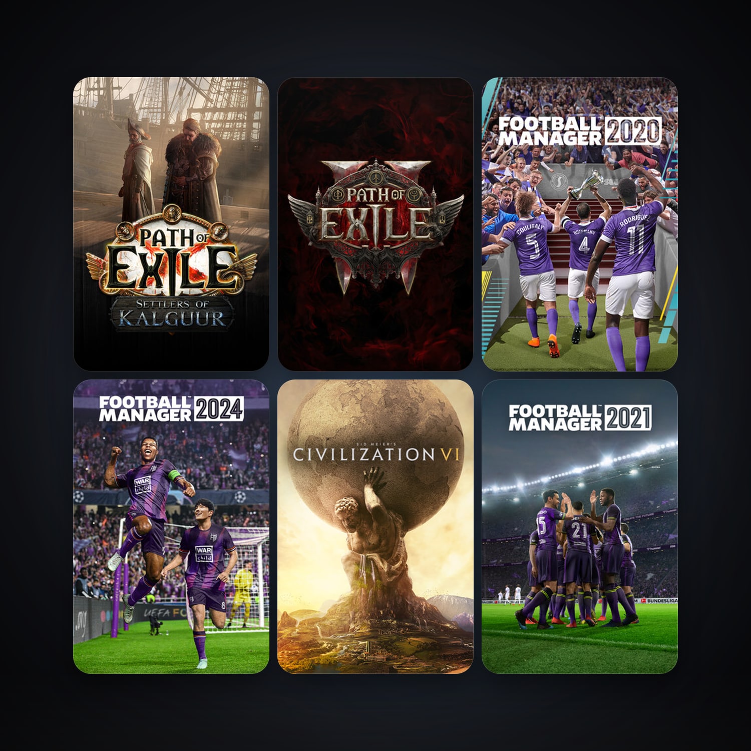 Football Manager 2014 + Path of Exile, 57 games, Steam 11, clean — HabibiAccounts