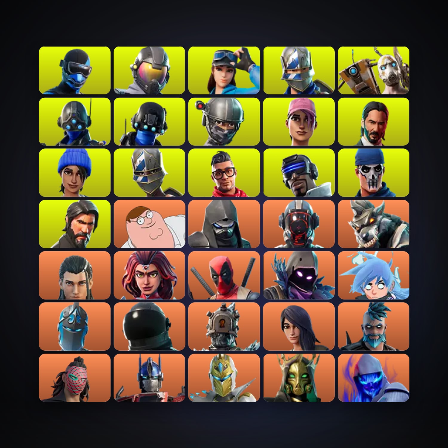 هالحساب فورتنايت Peter Griffin وEnforcer، اللوكر مليان 661 سكن، 5.2K فيبوكس، لفل 4427، 446 فوز — HabibiAccounts