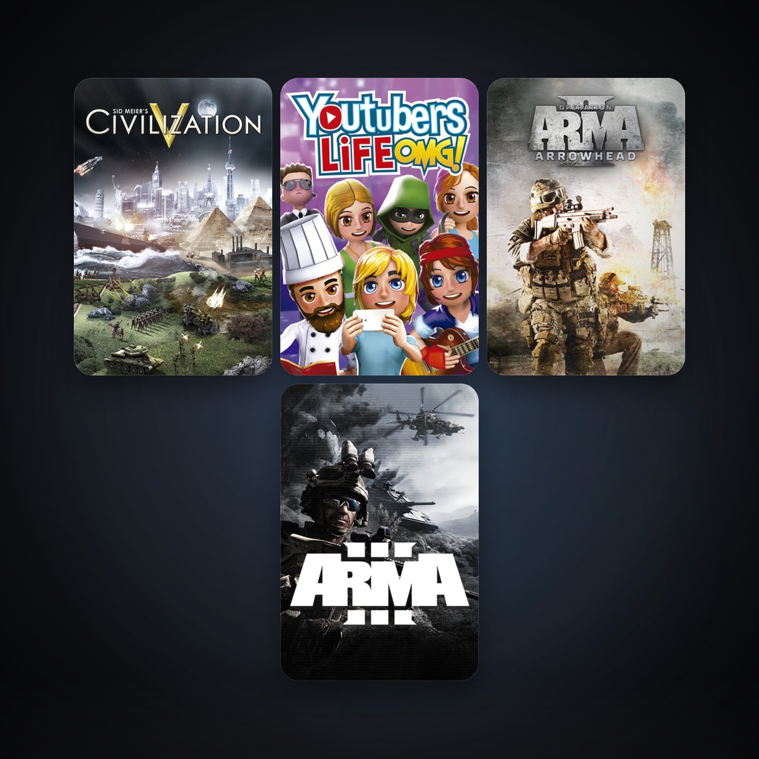 Sid Meier's Civilization V + Arma 2: Operation Arrowhead, 6 games, clean — HabibiAccounts