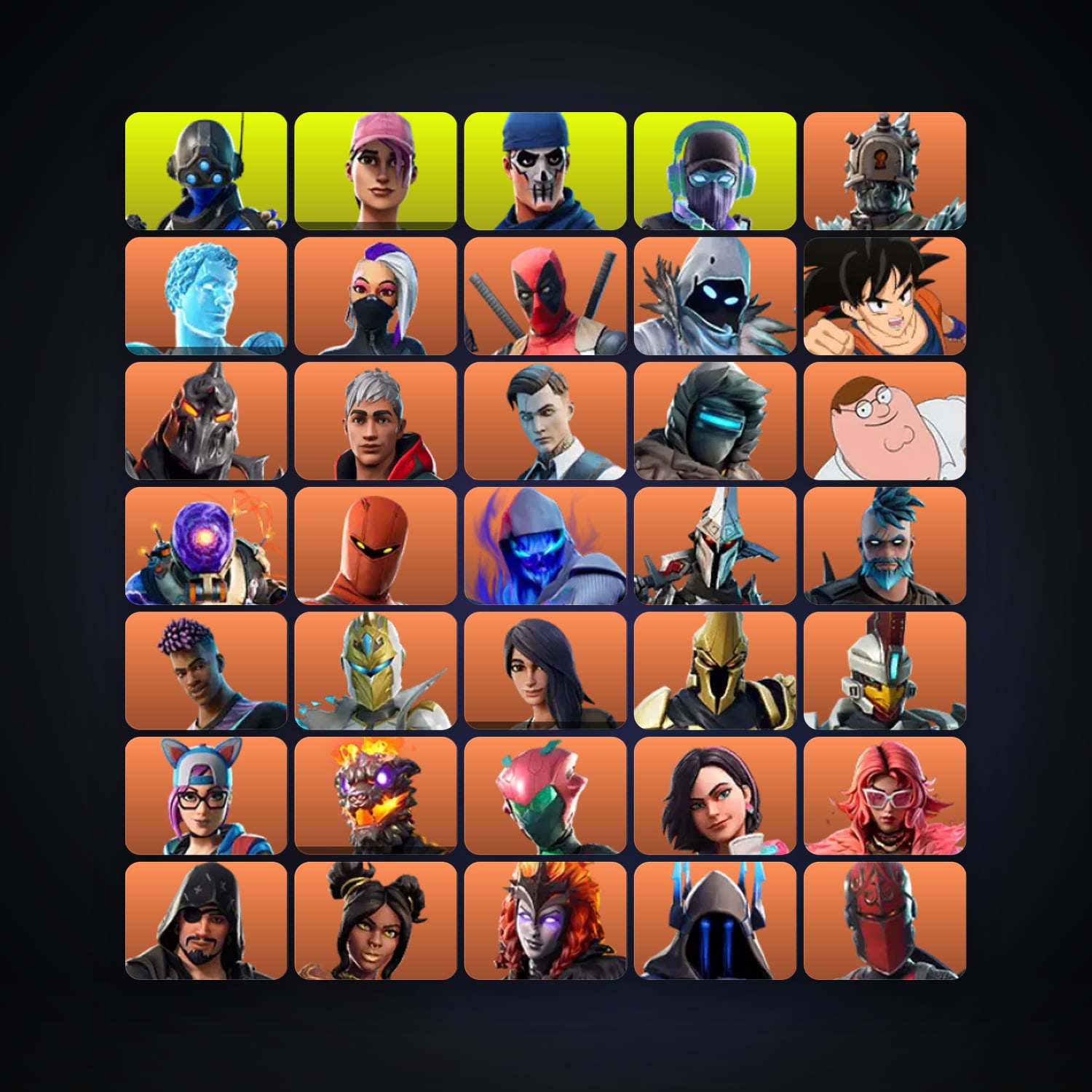 Fortnite locker — 168 skins — 150 V-Bucks — lvl 2048 — HabibiAccounts
