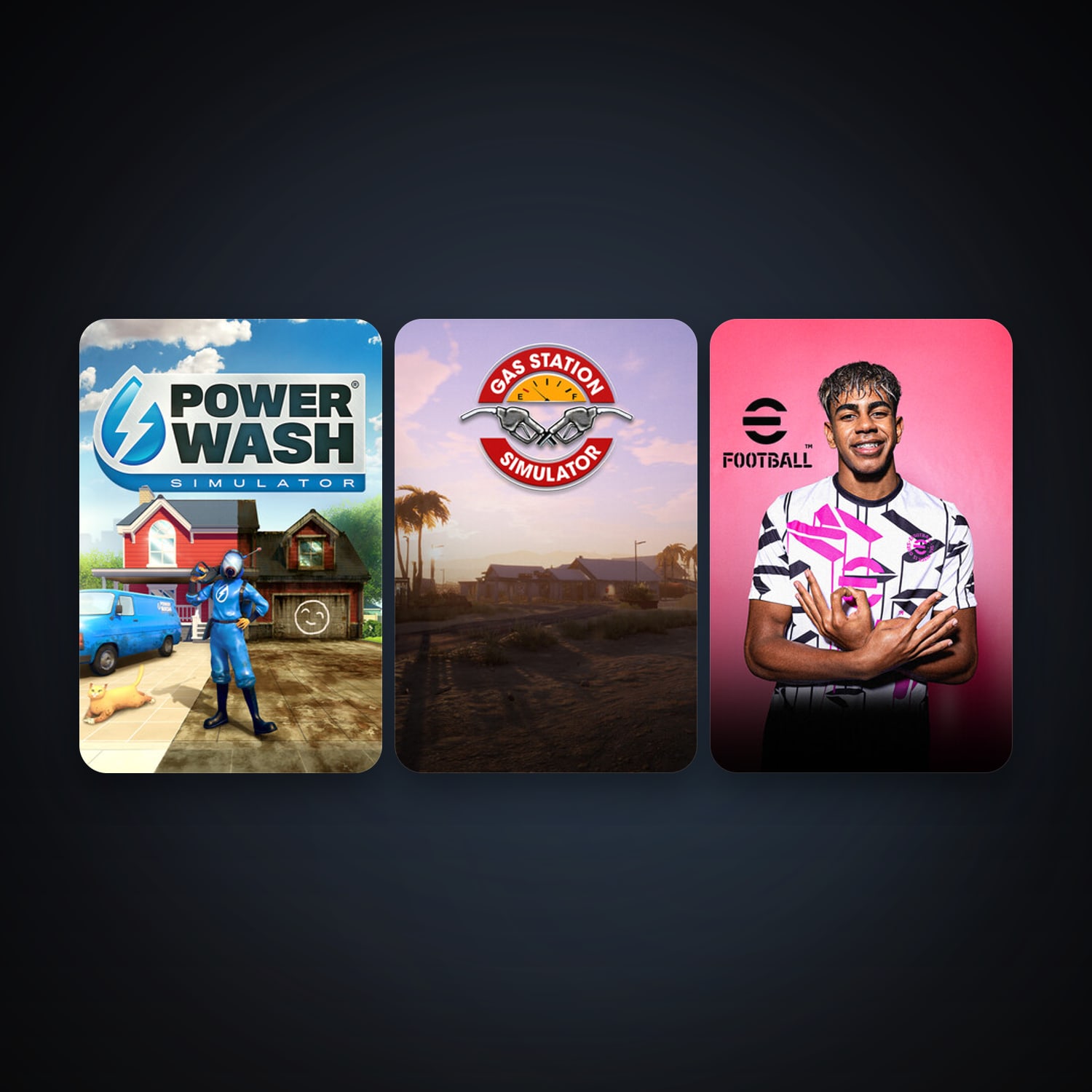 Gas Station Simulator + PowerWash Simulator, 8 games, clean — HabibiAccounts