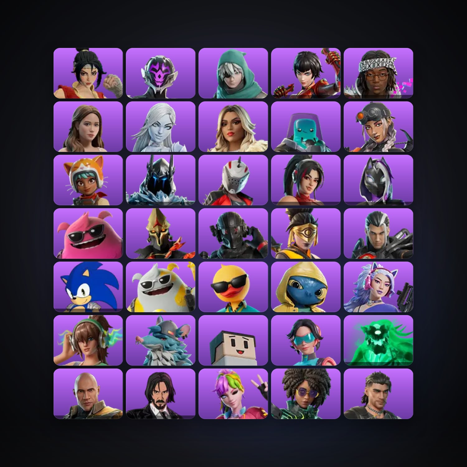Fortnite locker — 37 skins — 900 V-Bucks — lvl 635 — HabibiAccounts
