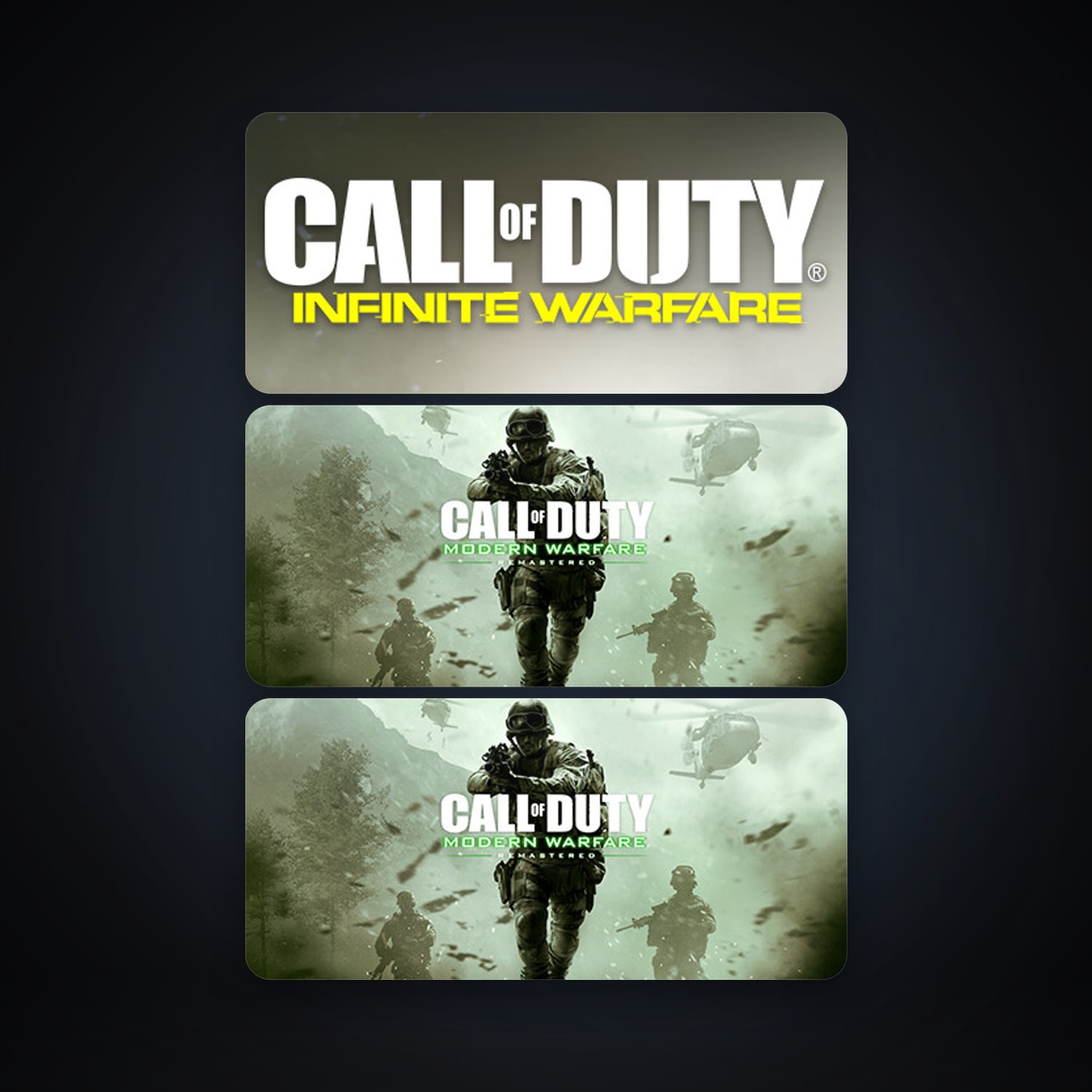 Call of Duty: Infinite Warfare + Call of Duty: Modern Warfare Remastered, 4 games, clean — HabibiAccounts