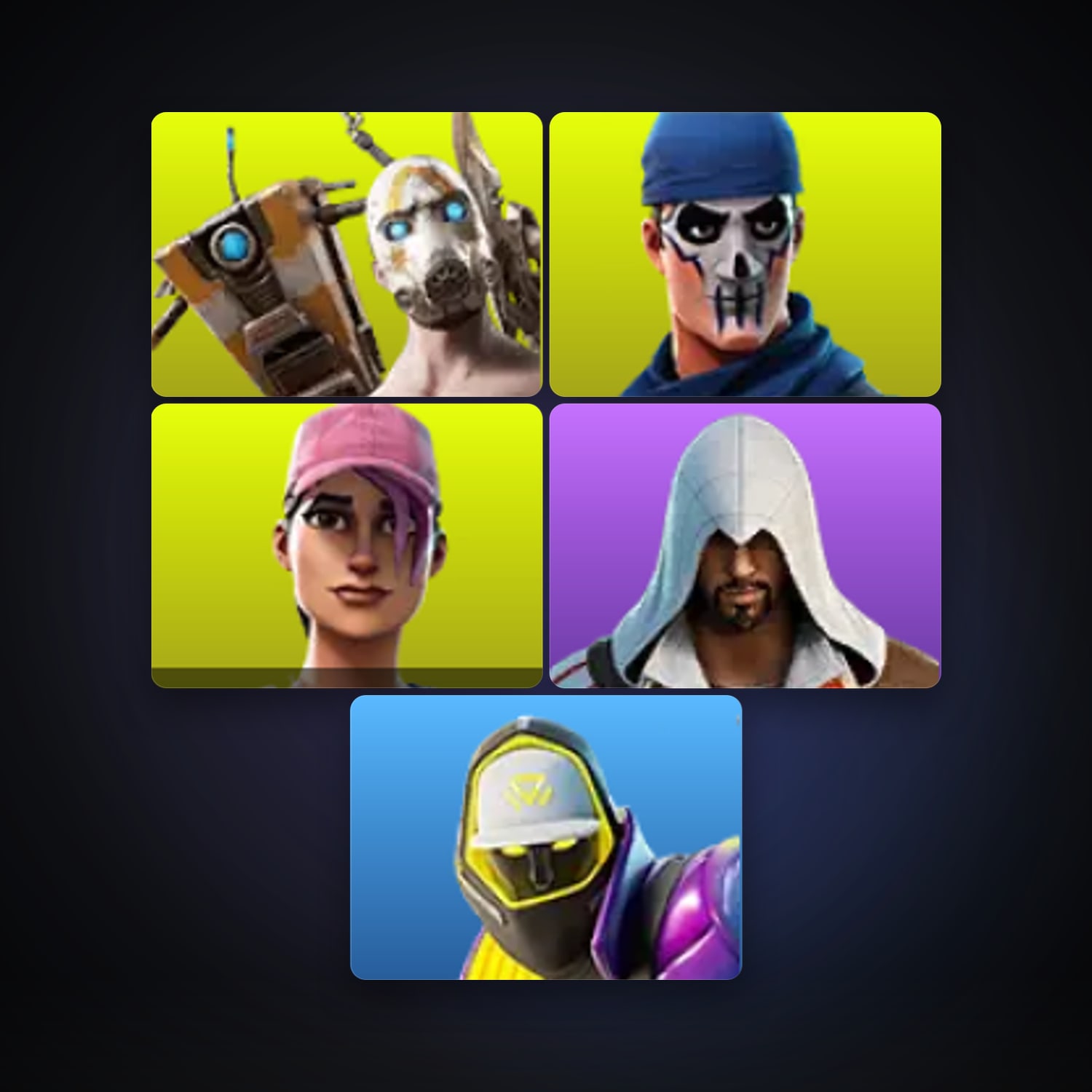 Fortnite locker — 5 skins — 150 V-Bucks — lvl 204 — HabibiAccounts