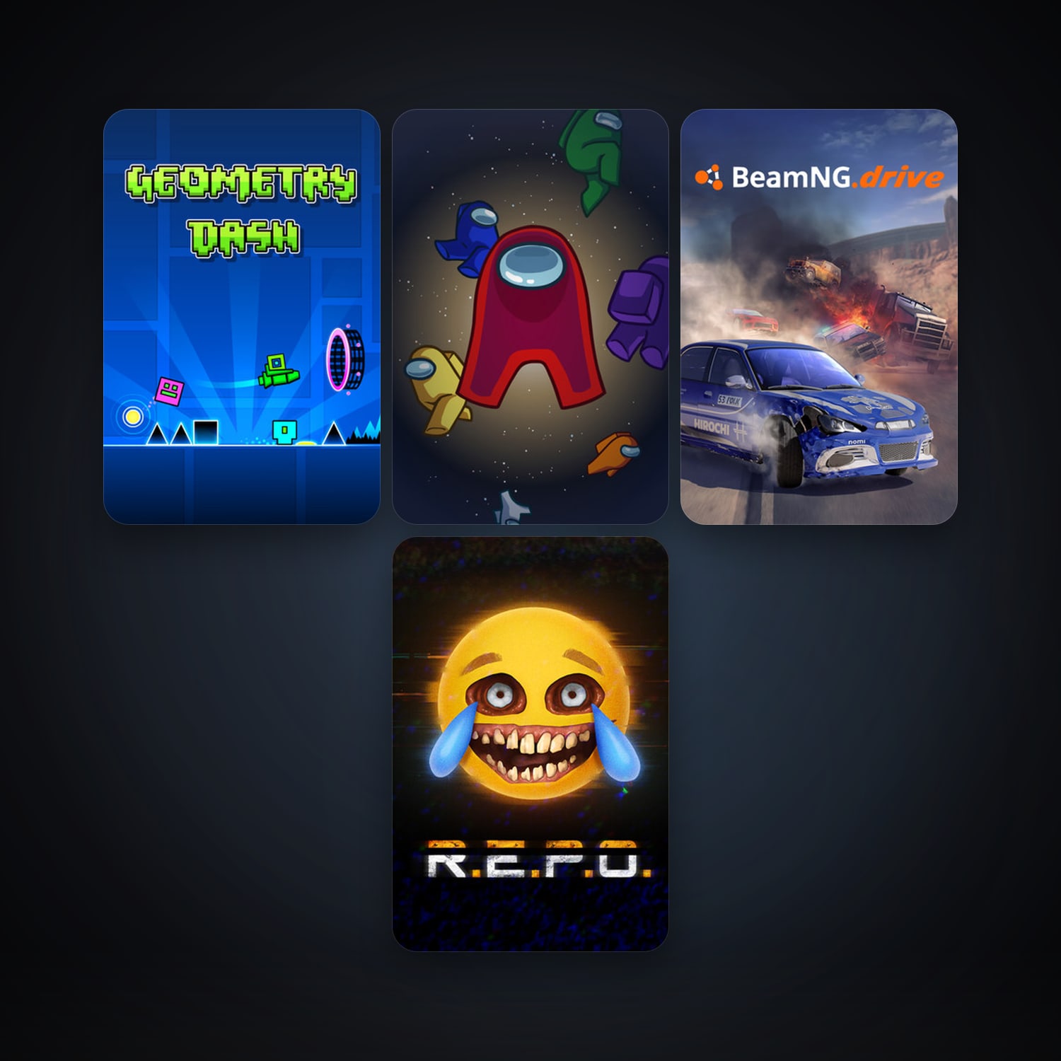 BeamNG.drive + Geometry Dash, 9 games, clean — HabibiAccounts