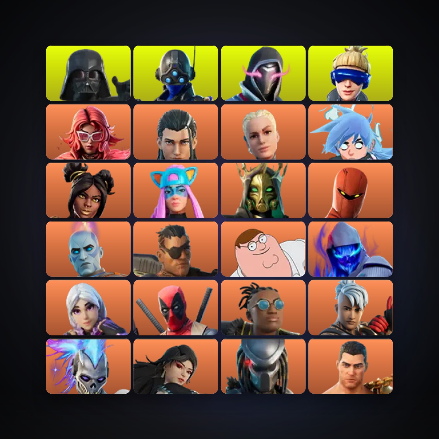 Fortnite locker — 278 skins — 1.1K V-Bucks — lvl 4997 — HabibiAccounts