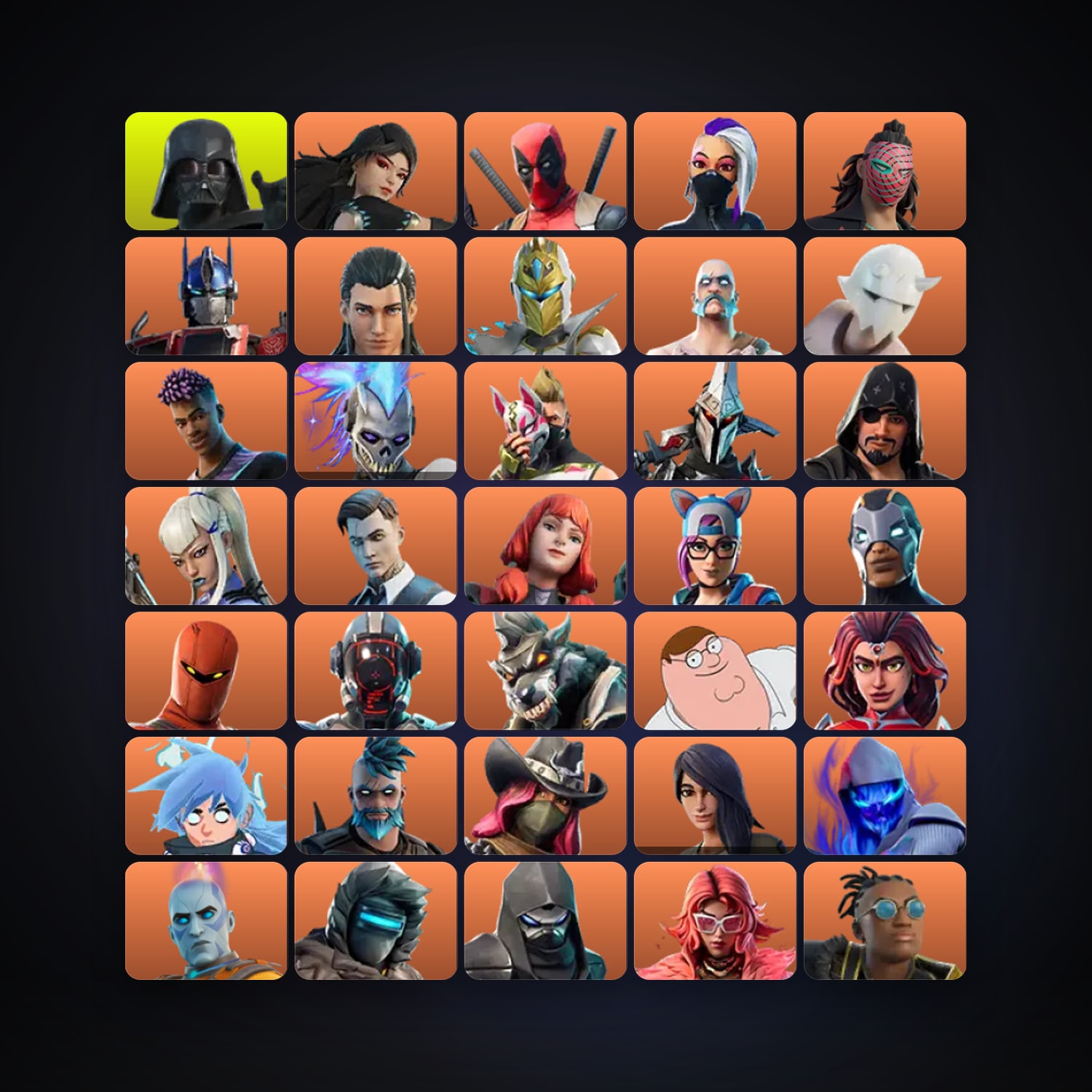 Fortnite locker — 209 skins — 12.5K V-Bucks — lvl 3184 — HabibiAccounts