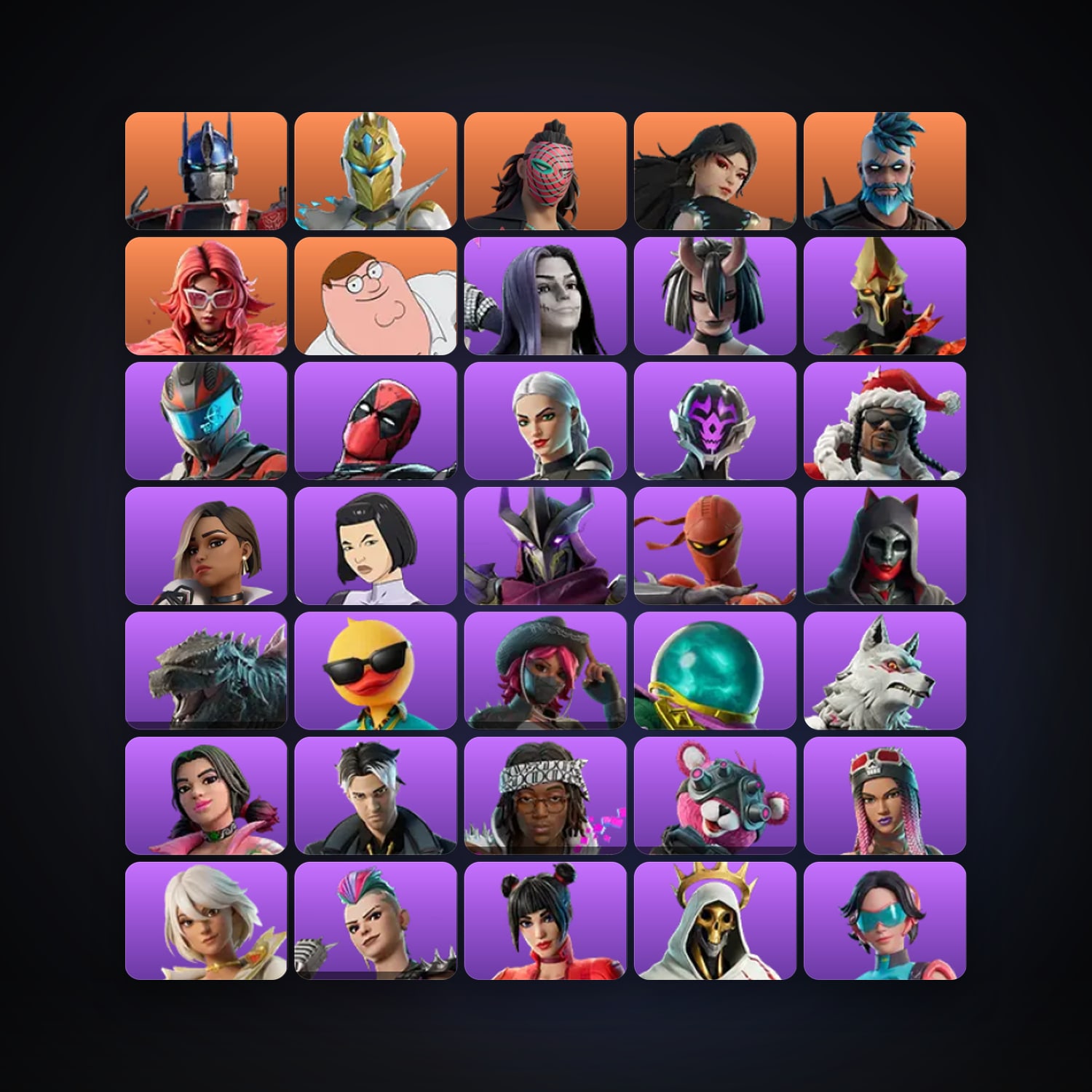 هالحساب فورتنايت، اللوكر مليان 157 سكن، 8.3K فيبوكس، لفل 2483، 152 فوز — HabibiAccounts