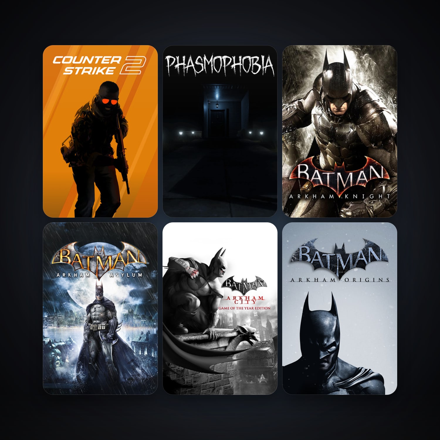 CS2 Prime + Batman: Arkham Asylum Game of the Year Edition, 7 games, clean — HabibiAccounts