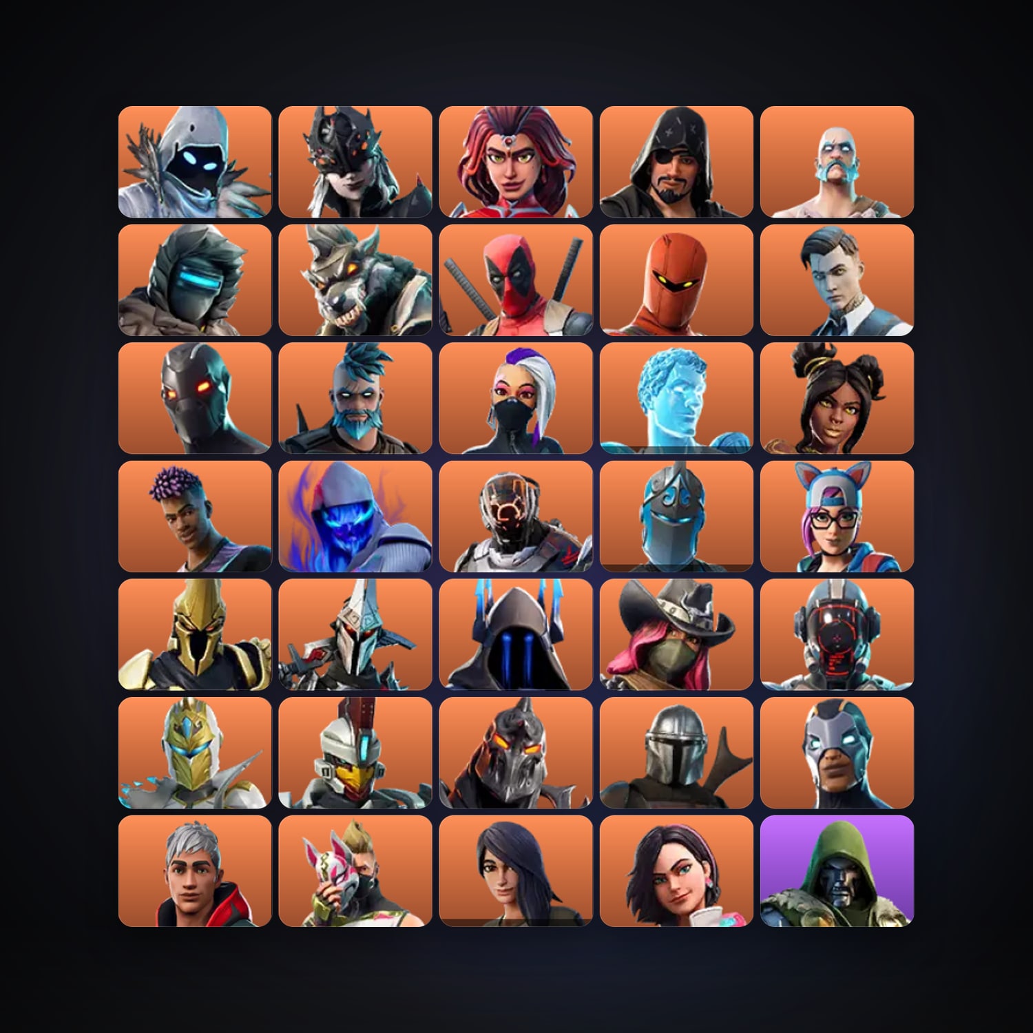 Fortnite locker — 122 skins — 250 V-Bucks — lvl 1995 — HabibiAccounts