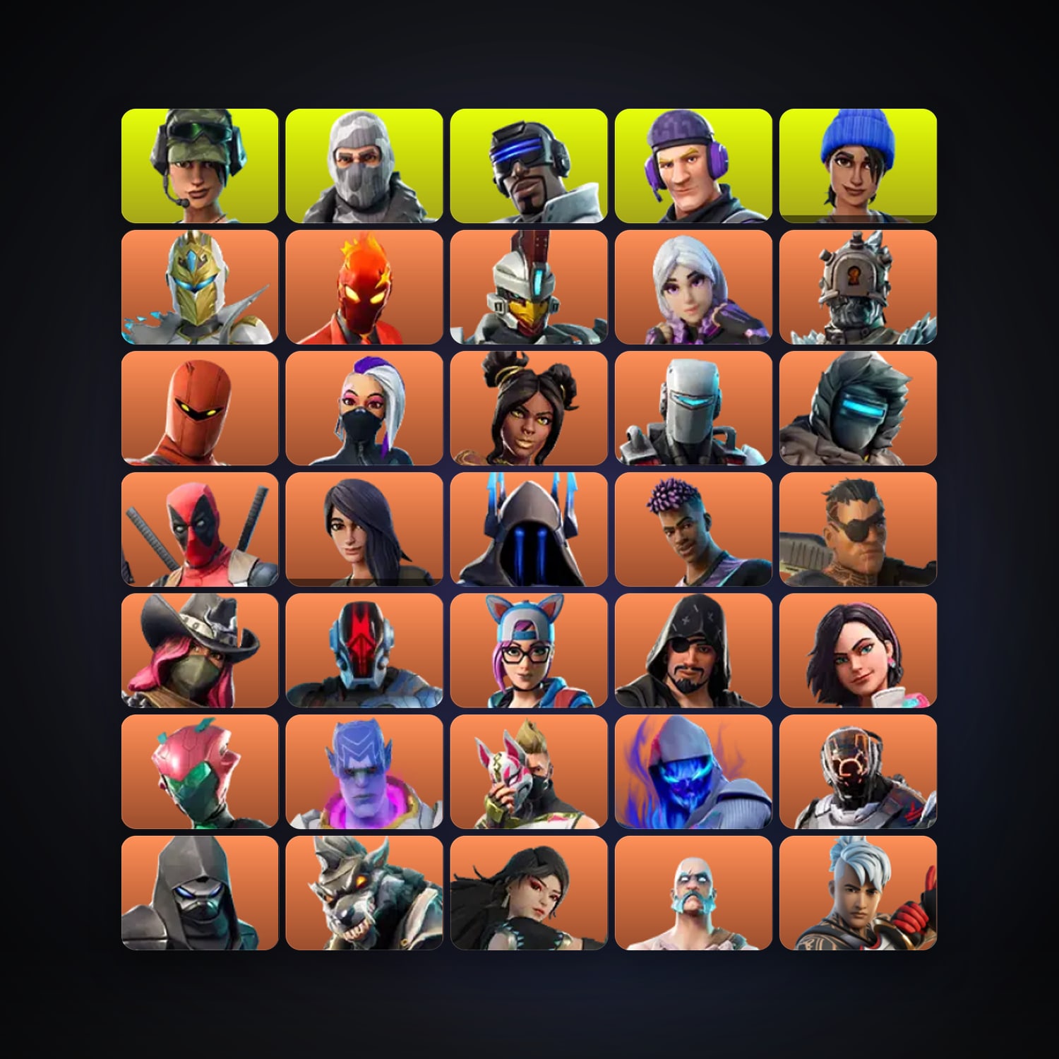 Fortnite locker — 144 skins — 500 V-Bucks — lvl 1792 — HabibiAccounts