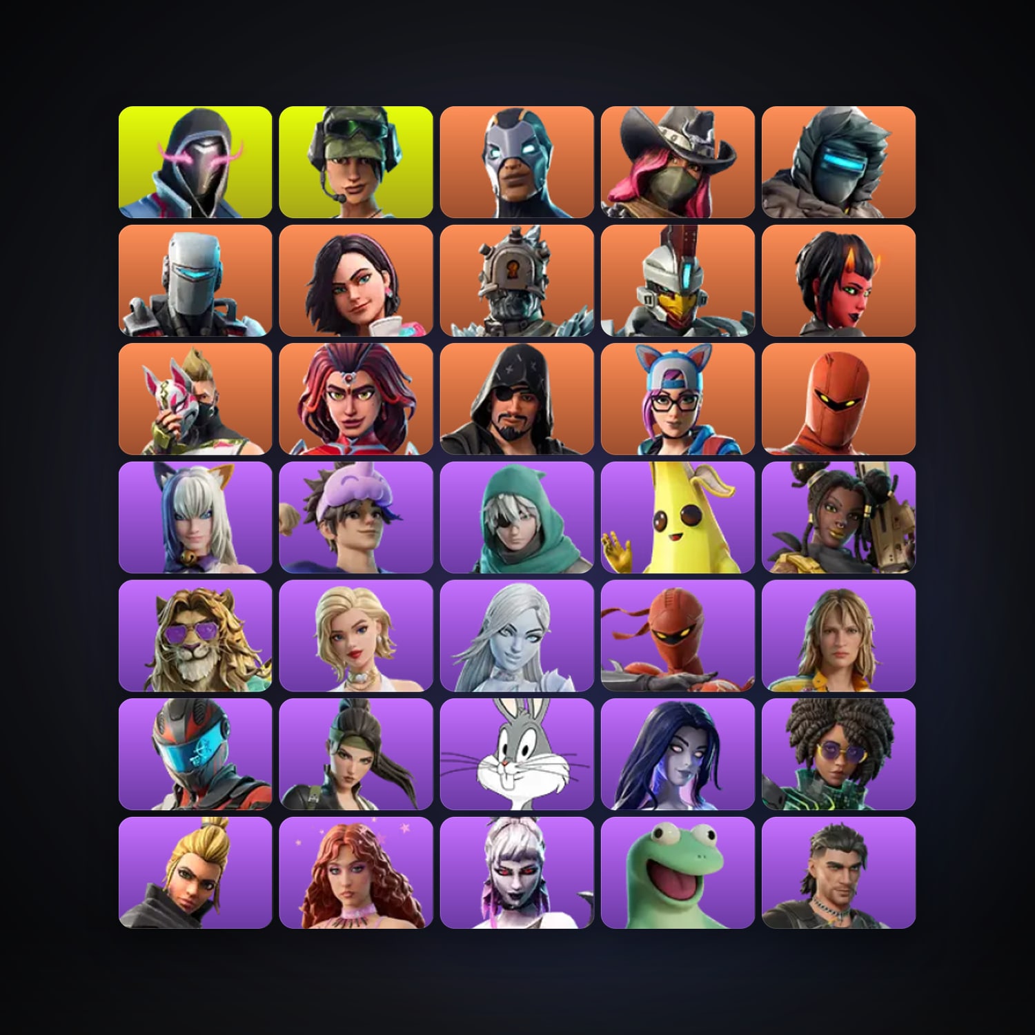 Fortnite locker — 136 skins — 1.1K V-Bucks — lvl 2107 — HabibiAccounts