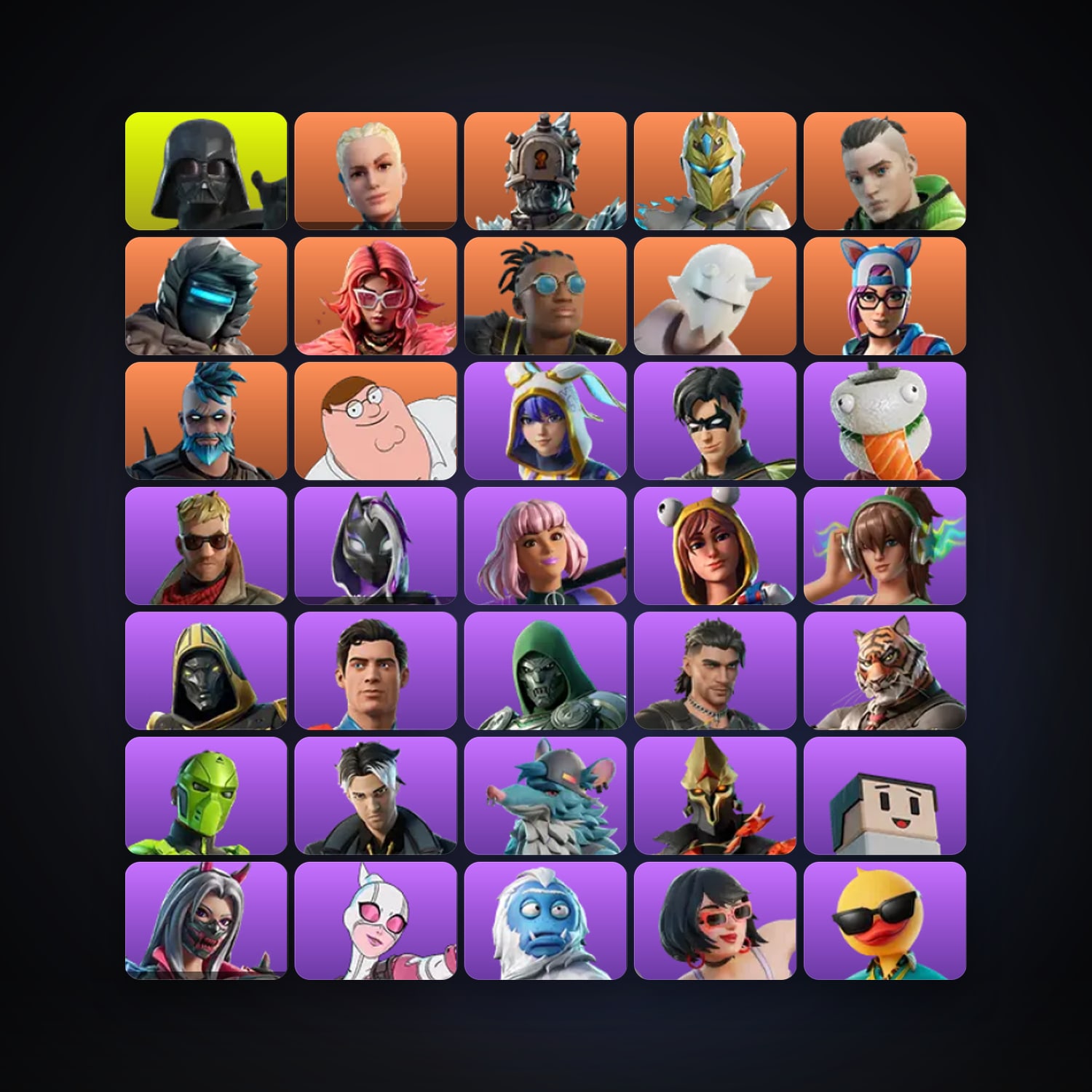 Fortnite locker — 128 skins — 1K V-Bucks — lvl 1470 — HabibiAccounts