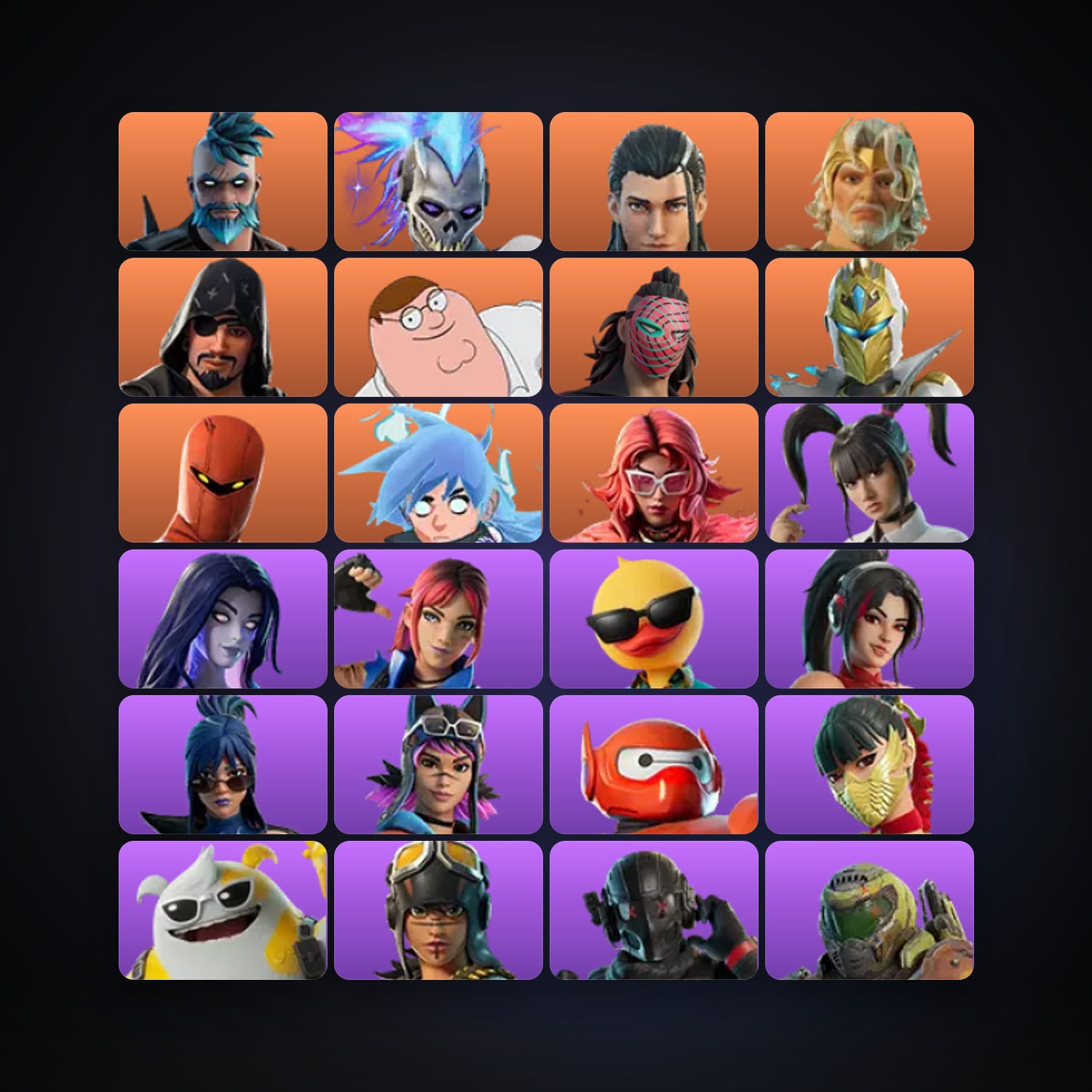 Fortnite locker — 143 skins — 1.1K V-Bucks — lvl 1685 — HabibiAccounts