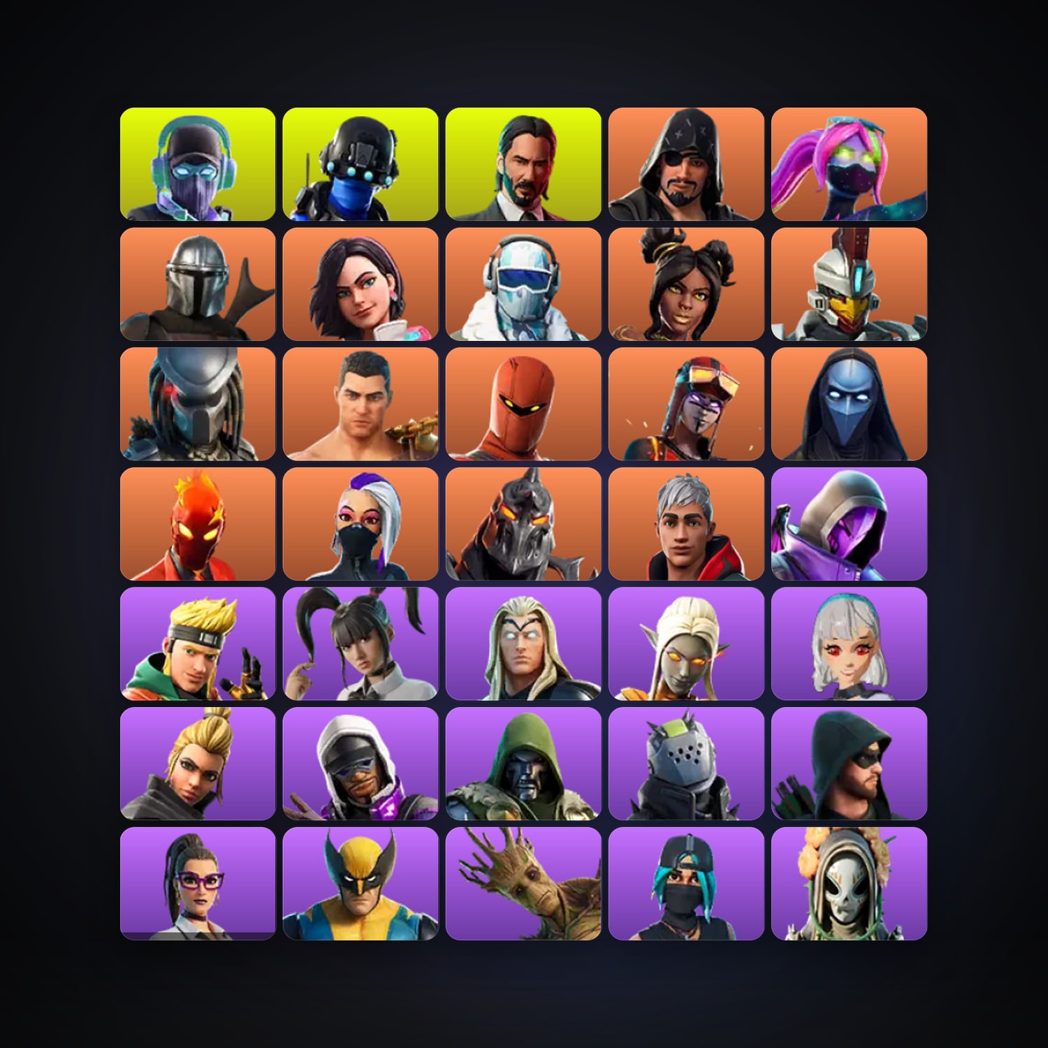 Fortnite locker — 72 skins — 1.9K V-Bucks — lvl 1183 — HabibiAccounts