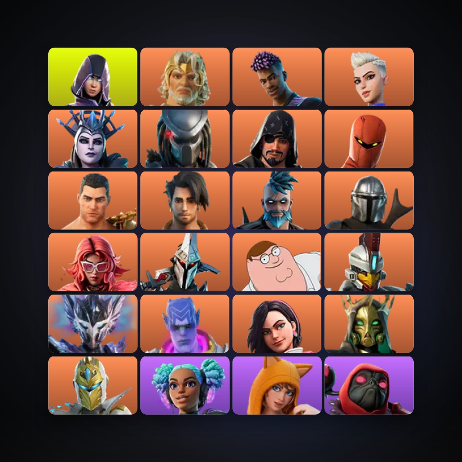 Fortnite locker — 318 skins — 100 V-Bucks — lvl 2961 — HabibiAccounts