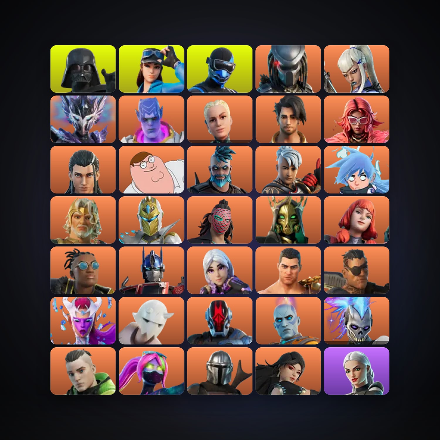 Fortnite locker — 304 skins — 350 V-Bucks — lvl 3673 — HabibiAccounts