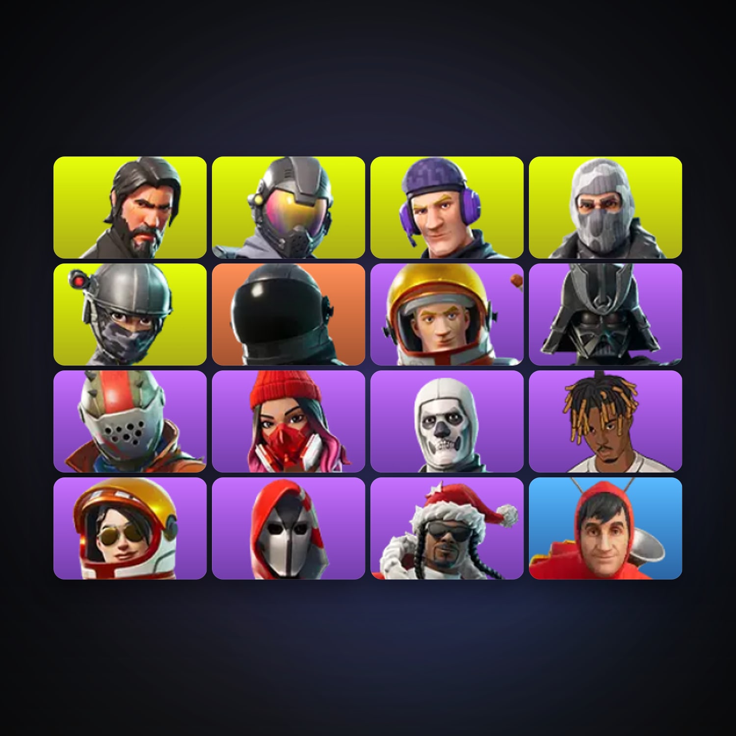 Fortnite locker — 17 skins — lvl 603 — HabibiAccounts