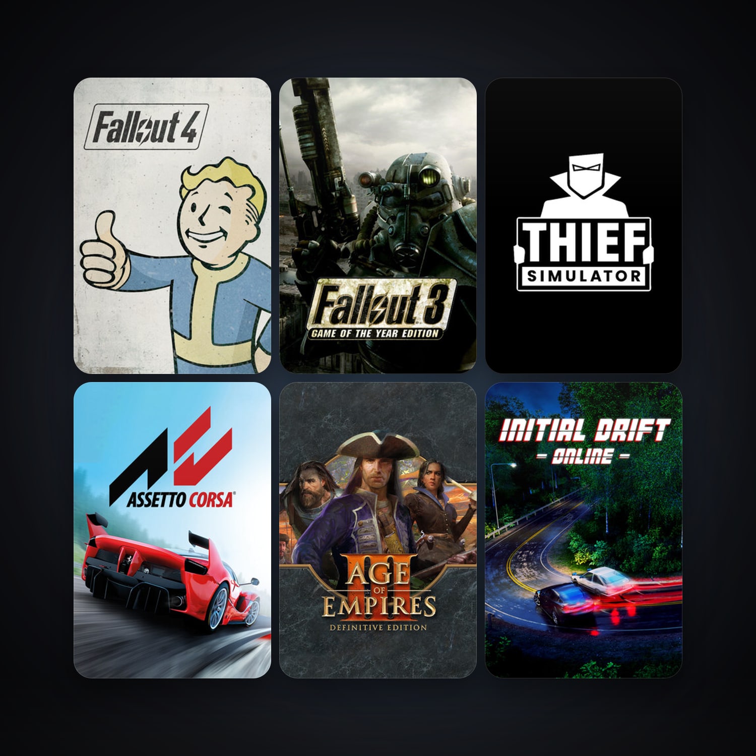 Fallout 3: Game of the Year Edition + Assetto Corsa, 7 games, clean — HabibiAccounts