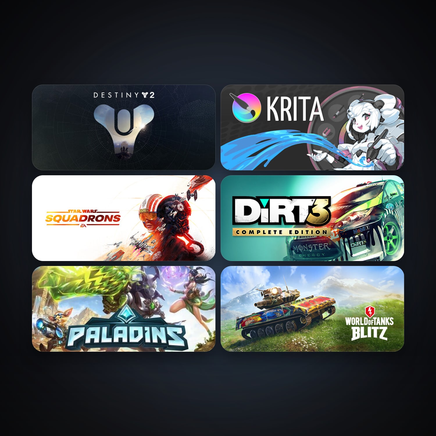 Krita + DiRT 3 Complete Edition, 13 games, clean — HabibiAccounts