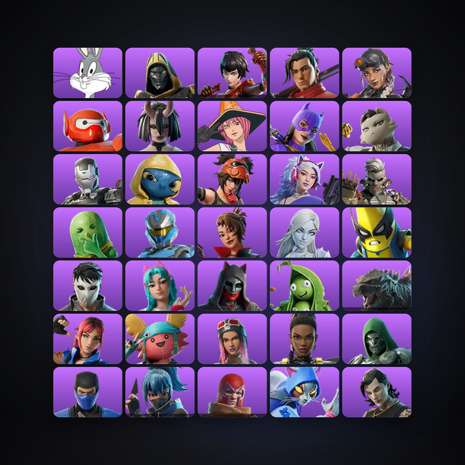 Fortnite locker — 64 skins — 750 V-Bucks — lvl 2635 — HabibiAccounts