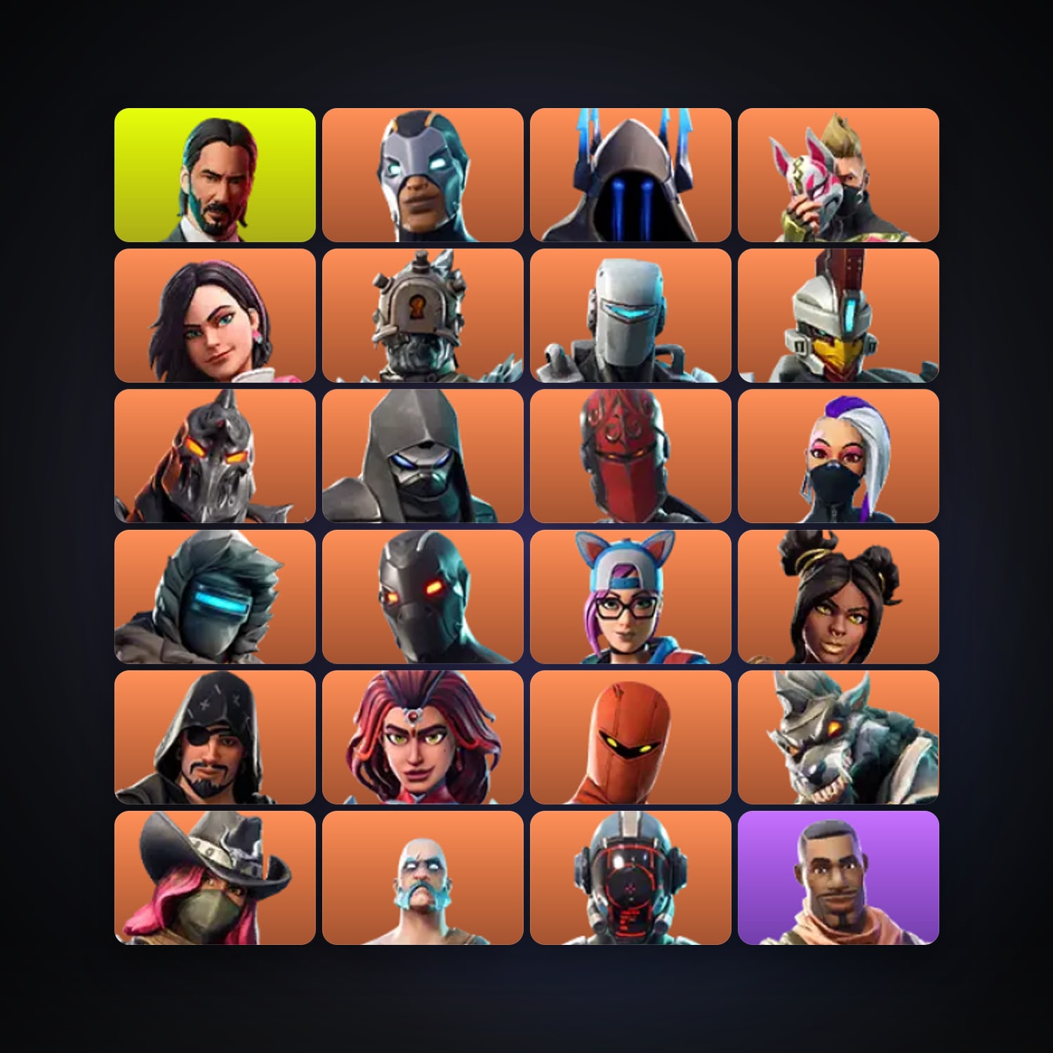 هالحساب فورتنايت، لوكر 75 سكن، 1.1K فيبوكس، لفل 1224، 201 فوز — HabibiAccounts