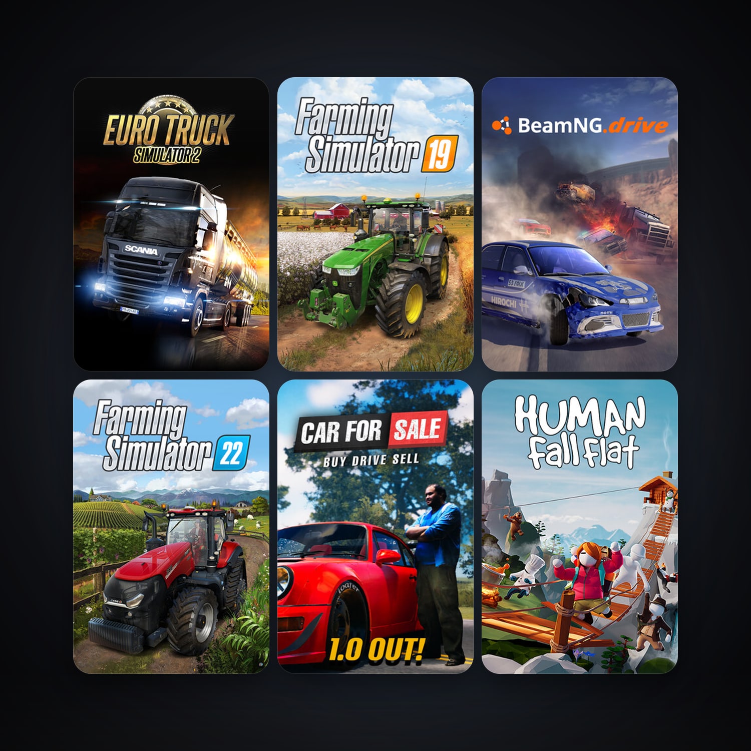 RaceRoom Racing Experience + Euro Truck Simulator 2, 14 games, clean — HabibiAccounts