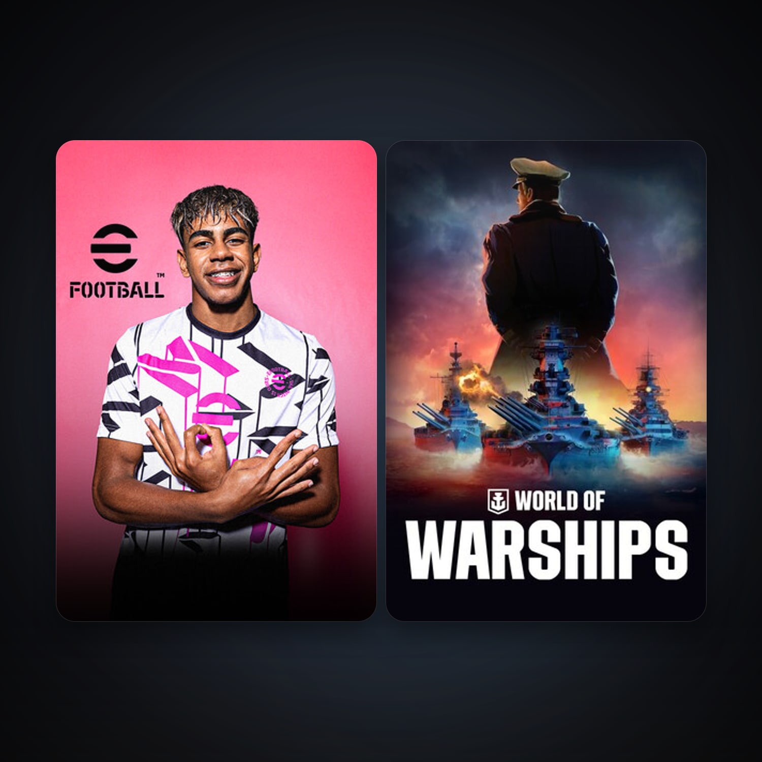 World of Warships + eFootball 2024, 2 games, clean — HabibiAccounts