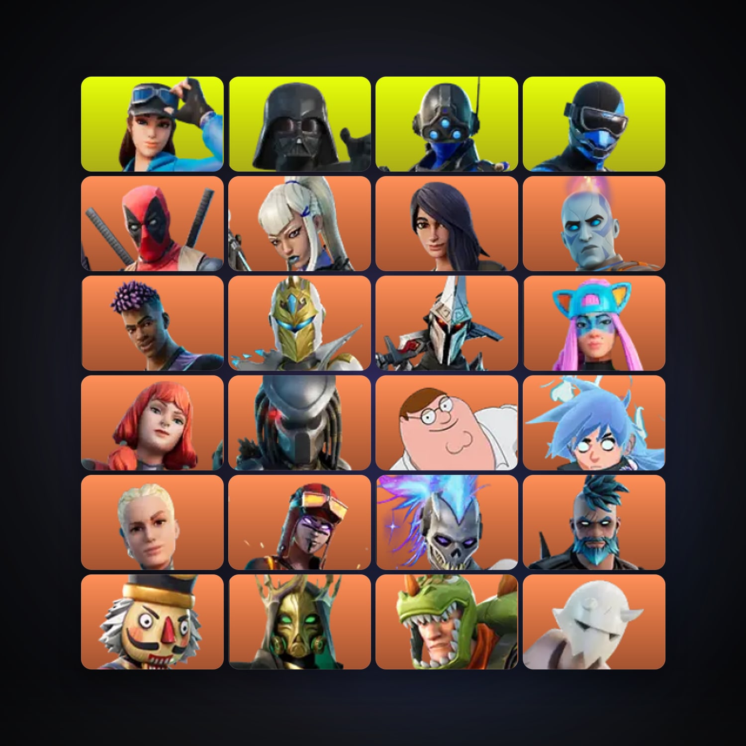 هالحساب فورتنايت، اللوكر مليان 302 سكن، 550 فيبوكس، لفل 3766، 283 فوز — HabibiAccounts