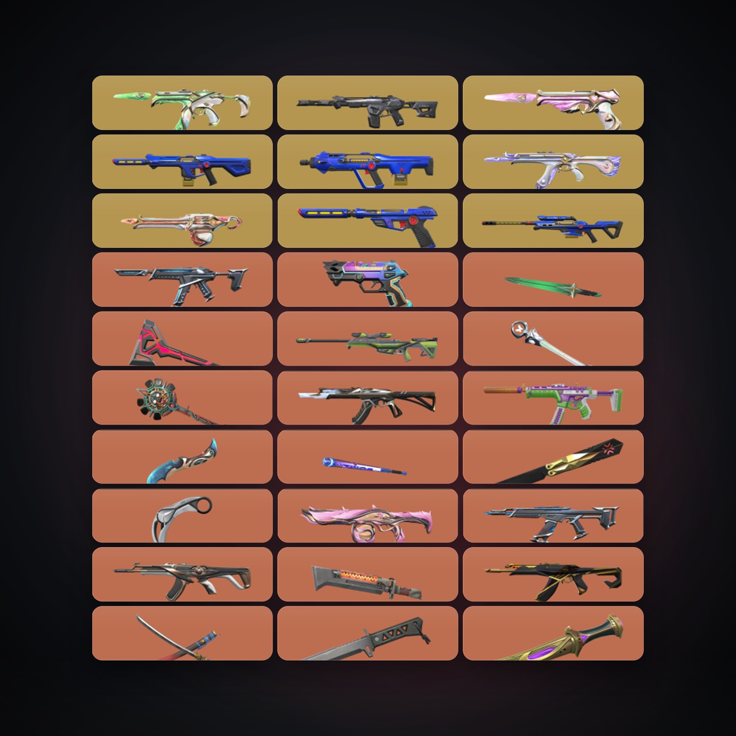 EU Gold 1 locker — 28 knives, 269 skins, lvl 299 — HabibiAccounts