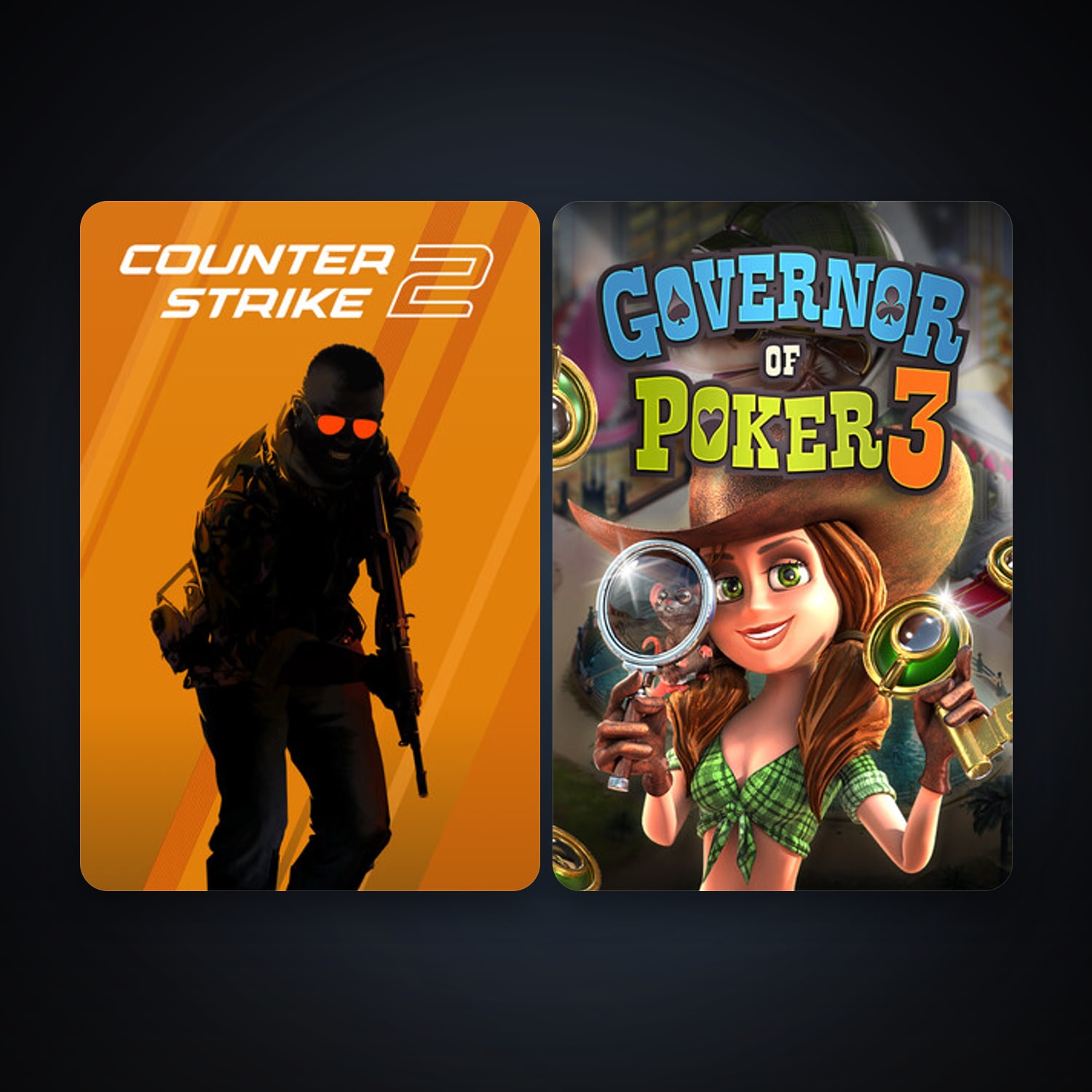 CS2 Prime + Governor of Poker 3, 2 games, clean — HabibiAccounts