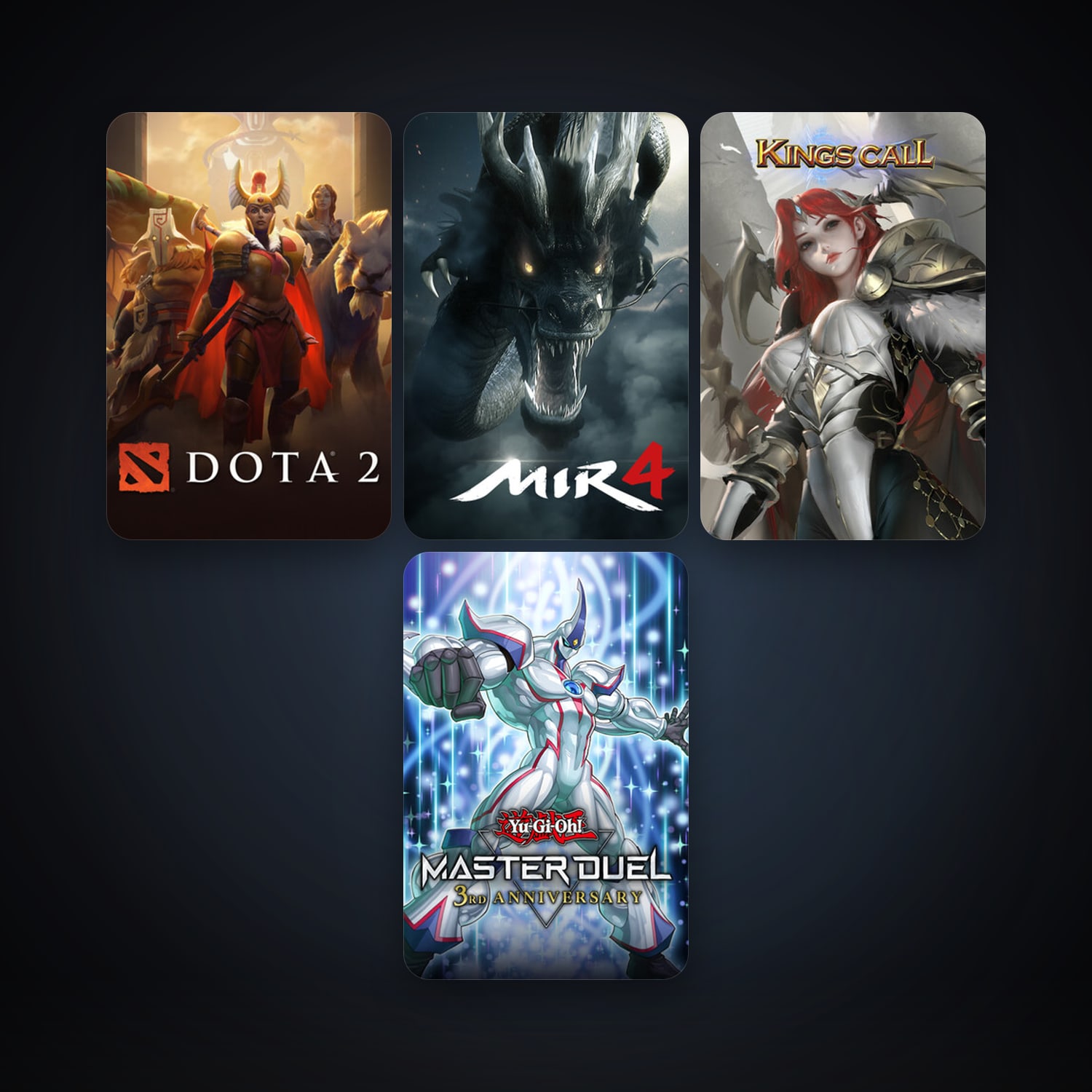 Dota 2 + Yu-Gi-Oh! Master Duel, 5 games, clean — HabibiAccounts