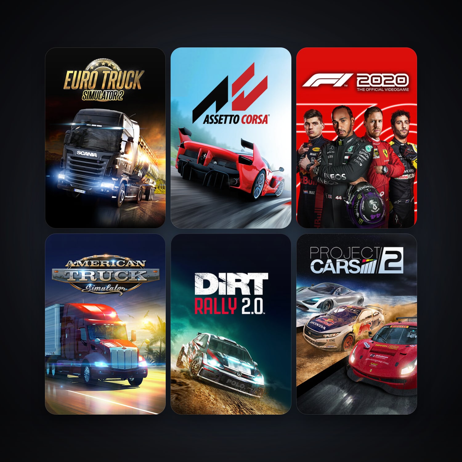 Euro Truck Simulator 2 + Assetto Corsa, 7 games, clean — HabibiAccounts