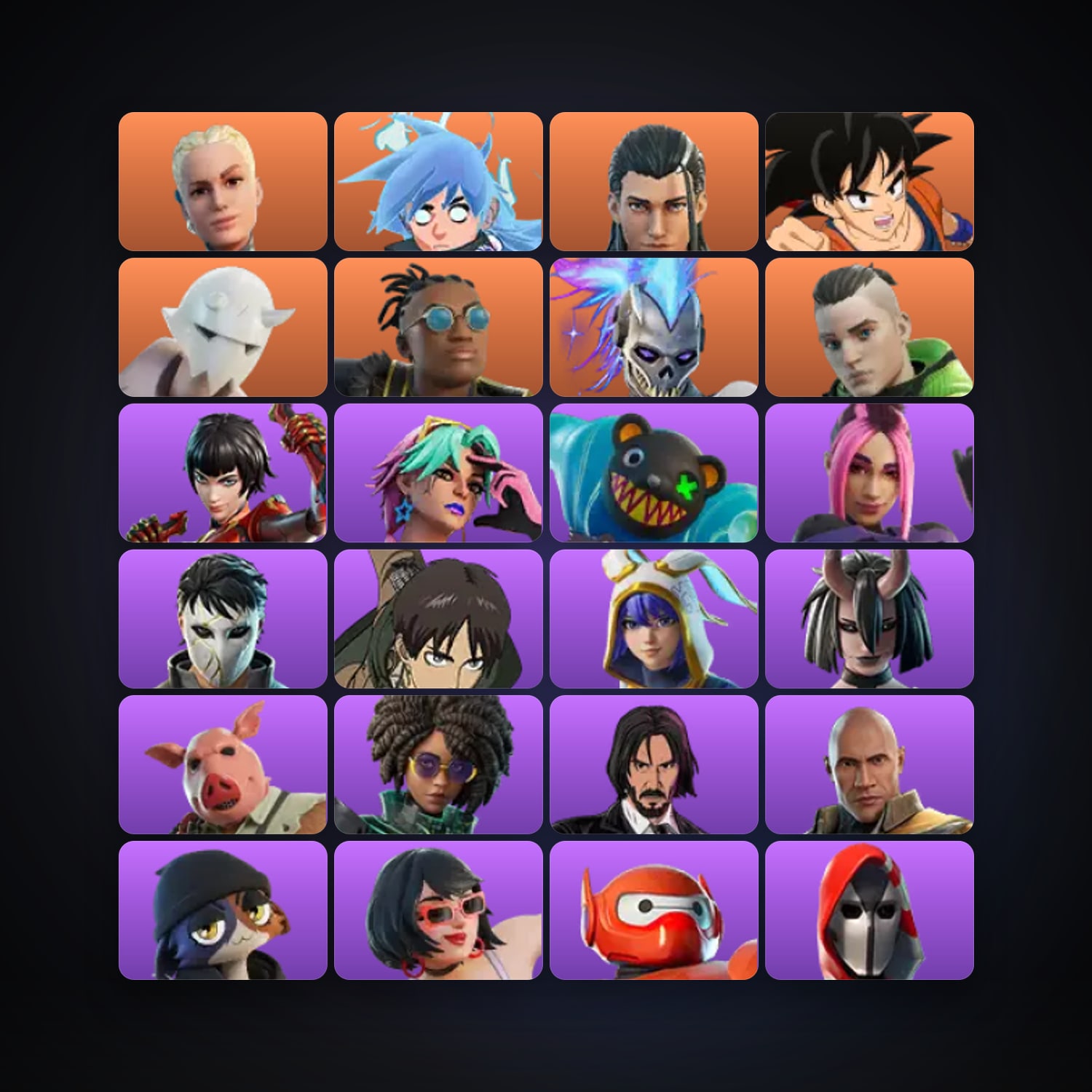 Fortnite locker — 73 skins — 1.4K V-Bucks — lvl 1117 — HabibiAccounts