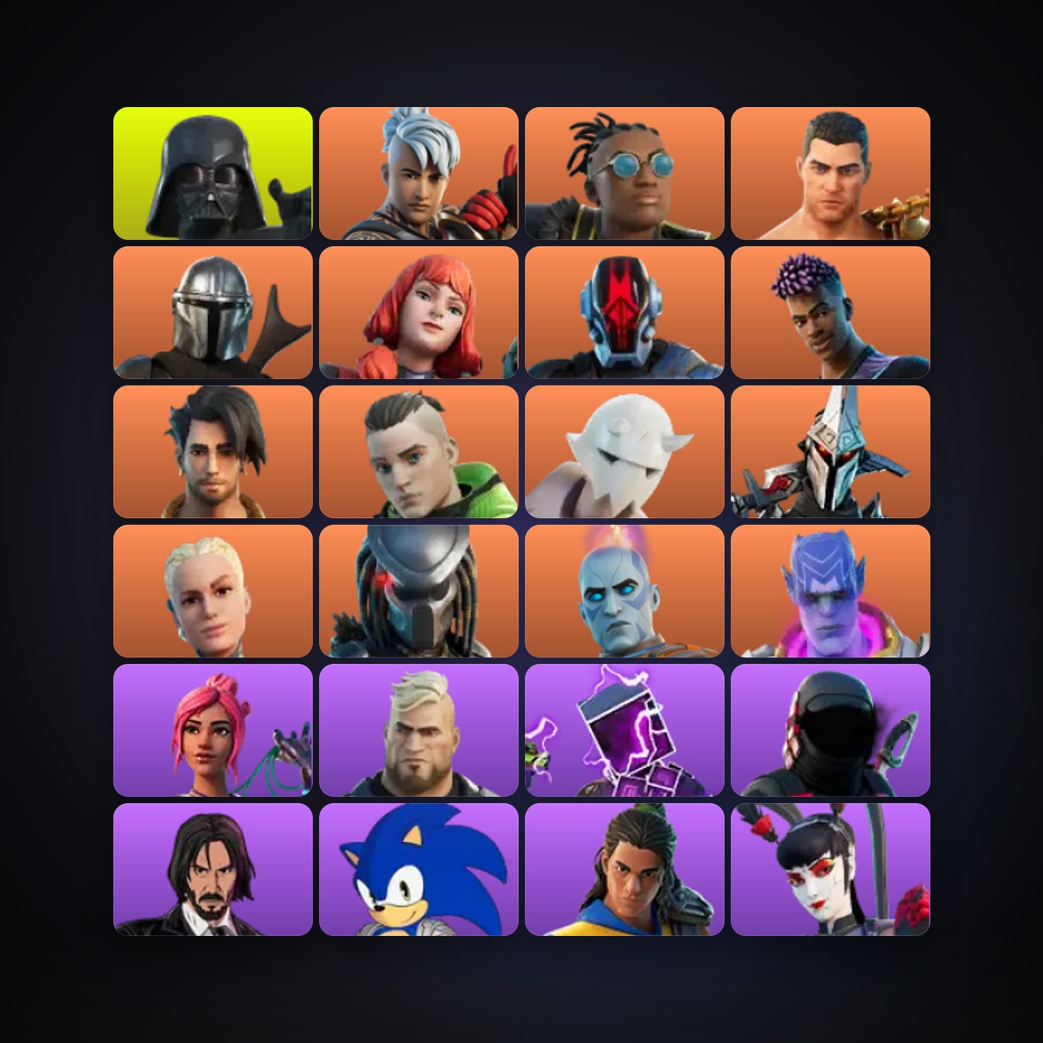 Fortnite locker — 104 skins — 1.3K V-Bucks — lvl 1718 — HabibiAccounts