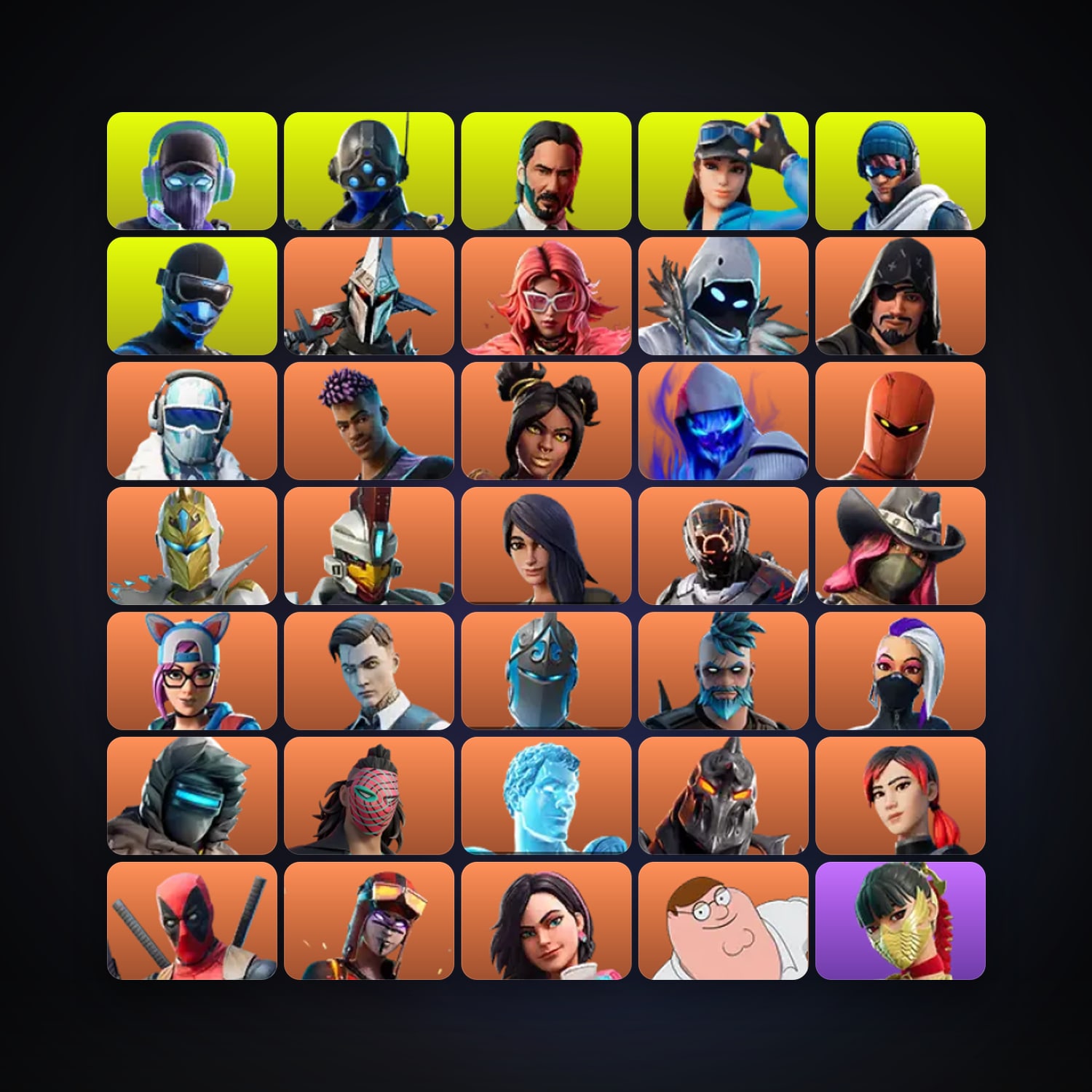 Fortnite locker — 174 skins — 200 V-Bucks — lvl 1884 — HabibiAccounts
