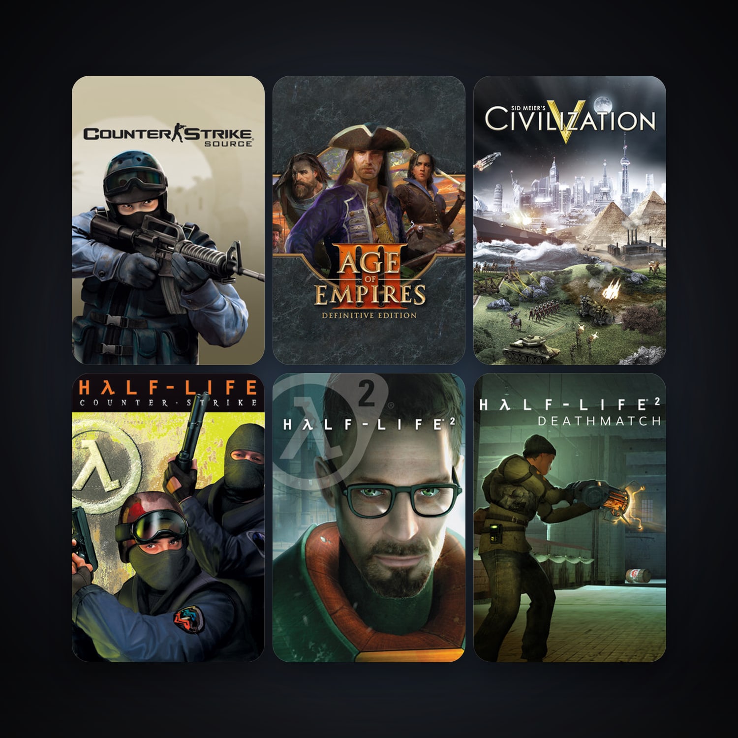 Counter-Strike + Half-Life 2, 9 games, Steam 10, clean — HabibiAccounts