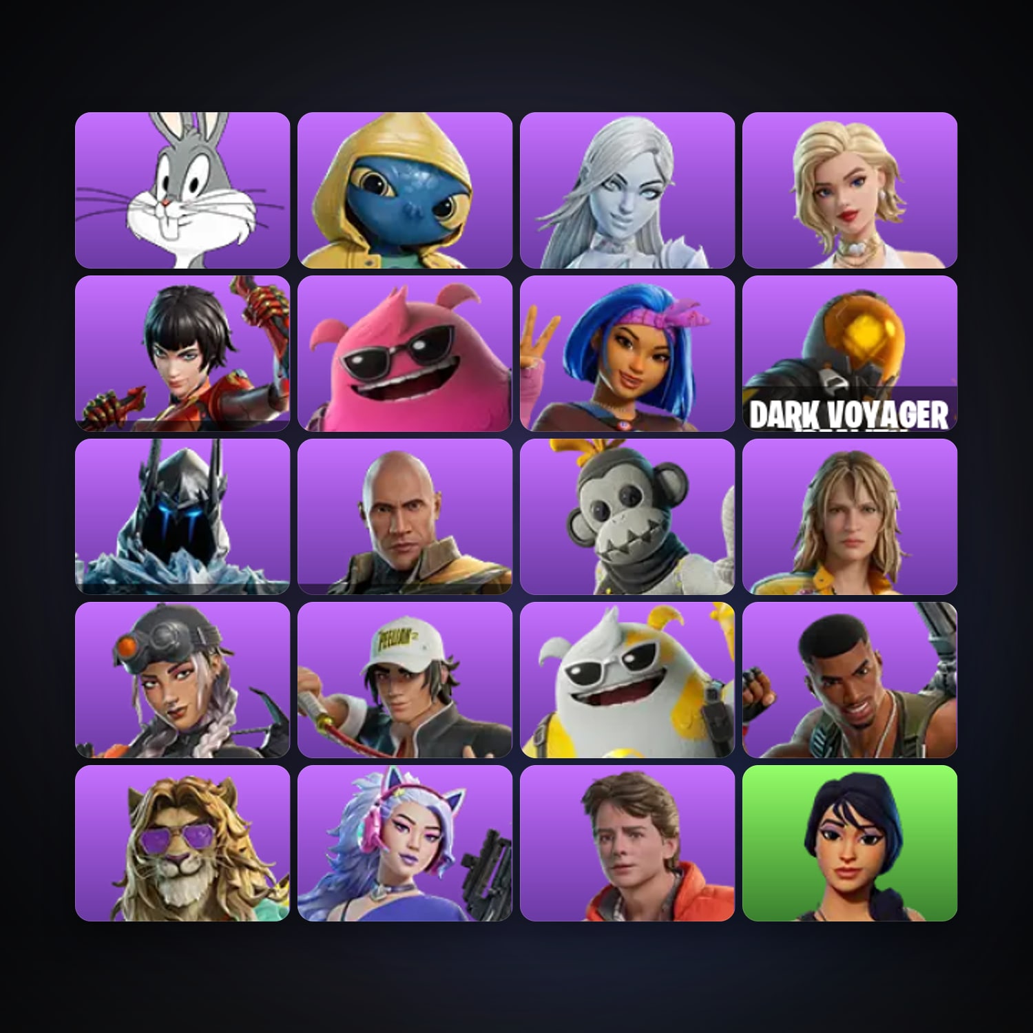 Fortnite locker — 20 skins — 500 V-Bucks — lvl 360 — HabibiAccounts