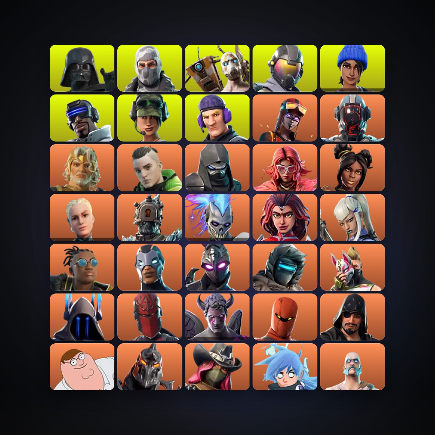Fortnite locker — 191 skins — 450 V-Bucks — lvl 2751 — HabibiAccounts