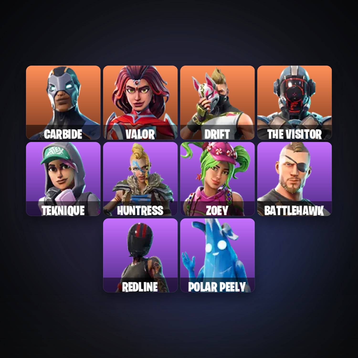 Fortnite locker — 12 skins — 700 V-Bucks — lvl 780 — HabibiAccounts