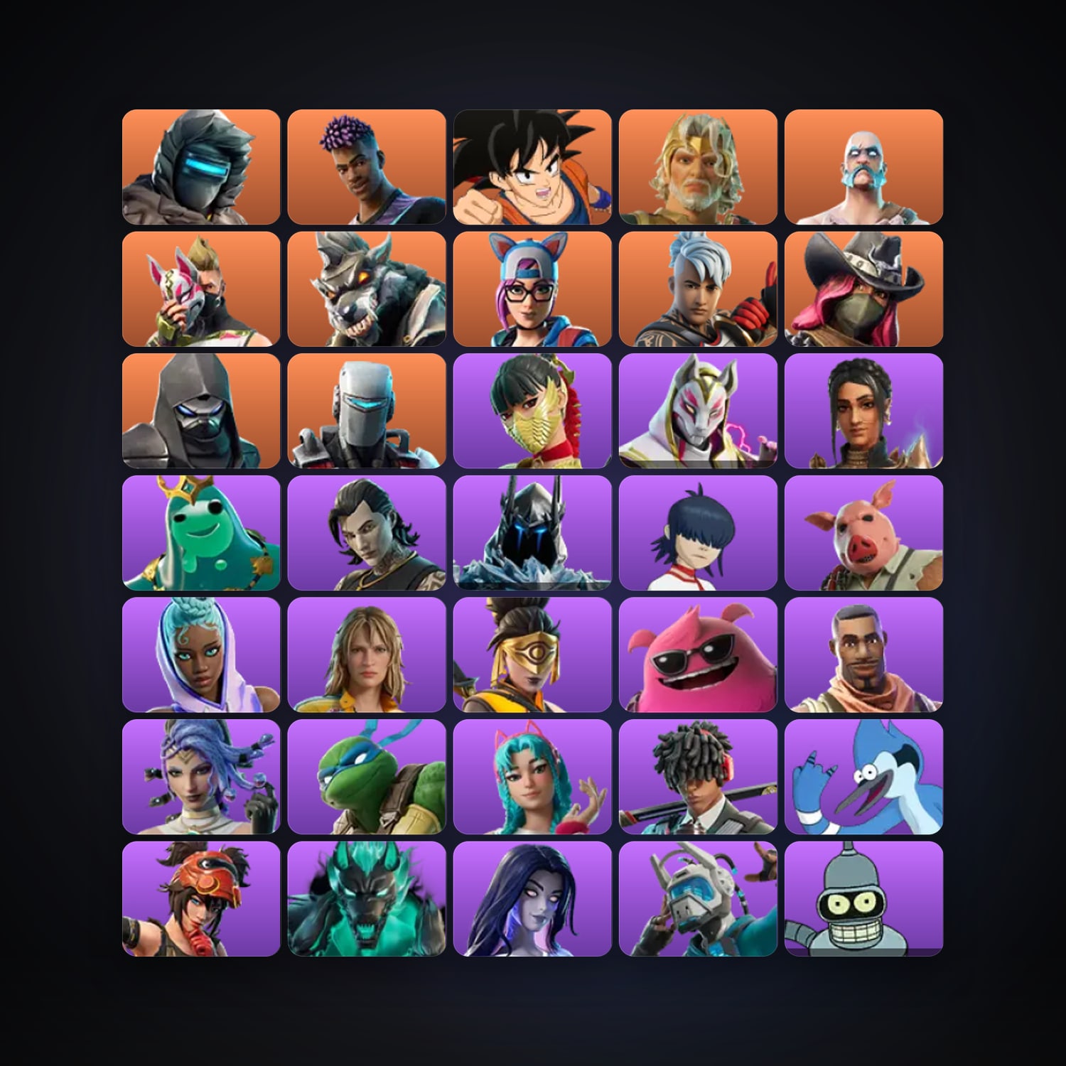 Fortnite locker — 166 skins — 2.1K V-Bucks — lvl 942 — HabibiAccounts