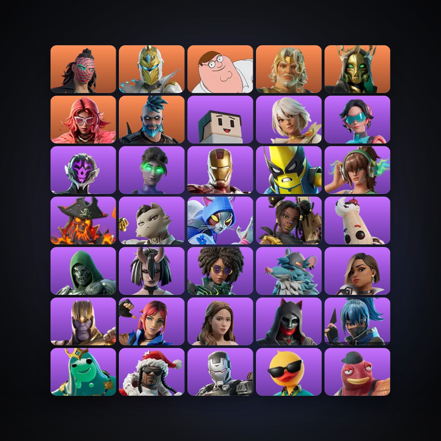 Fortnite locker — 104 skins — 200 V-Bucks — lvl 1006 — HabibiAccounts