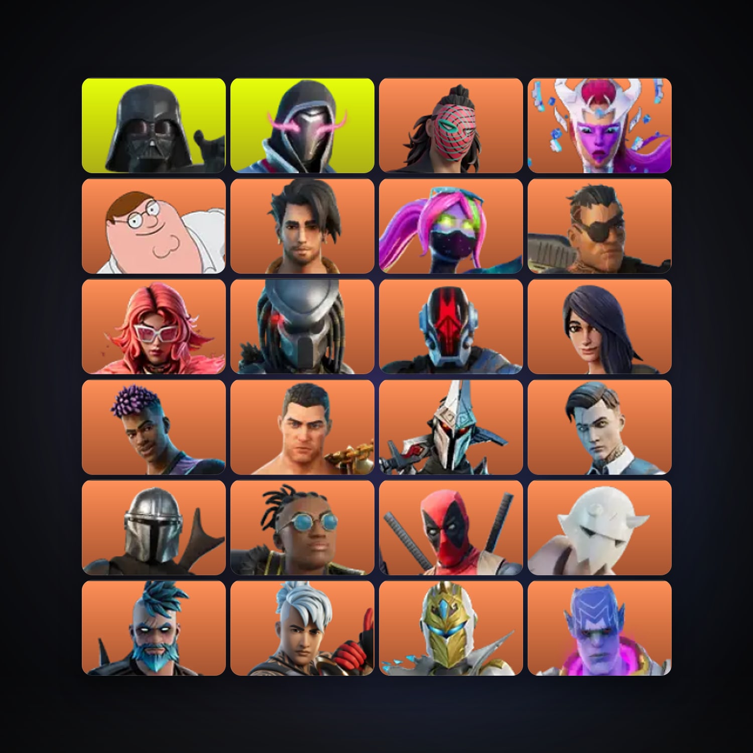 Fortnite locker — 289 skins — 1.9K V-Bucks — lvl 3693 — HabibiAccounts