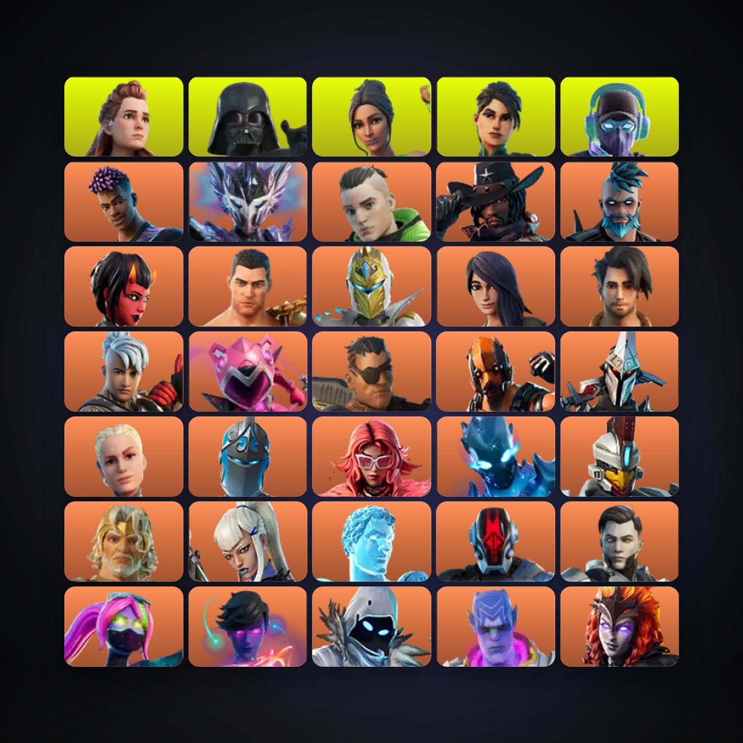 هالحساب فورتنايت Fade وSpire Assassin، اللوكر مليان 719 سكن، 500 فيبوكس، لفل 11029، 2.9K فوز — HabibiAccounts
