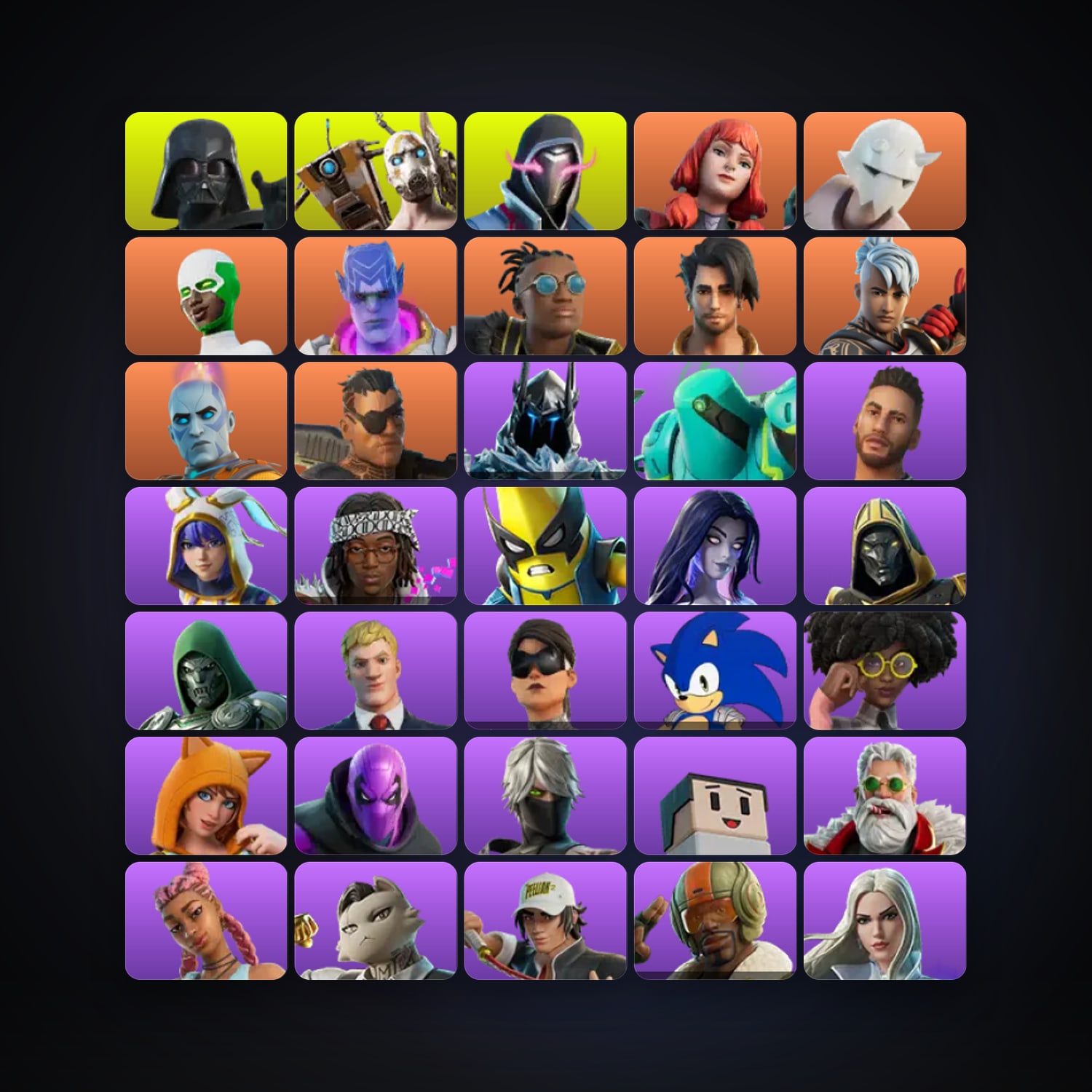 Fortnite locker — 121 skins — 7K V-Bucks — lvl 1322 — HabibiAccounts